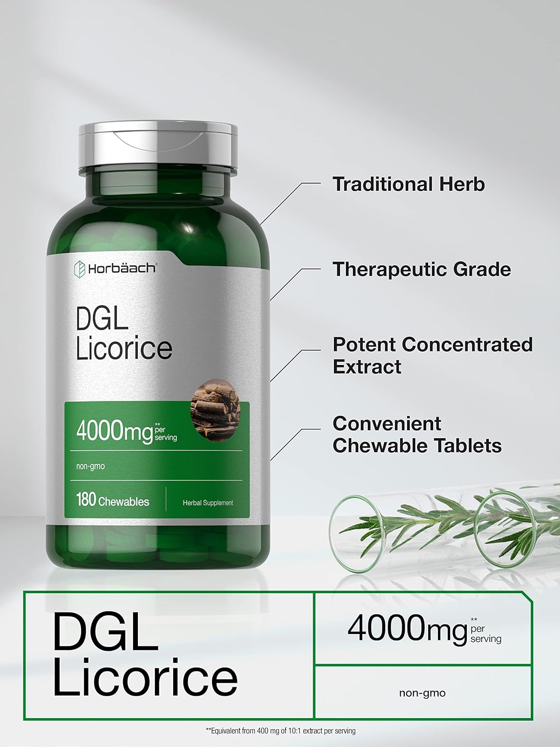 Buy DGL Licorice Chewable Tablets 4000mg 180 Count Vegetarian and