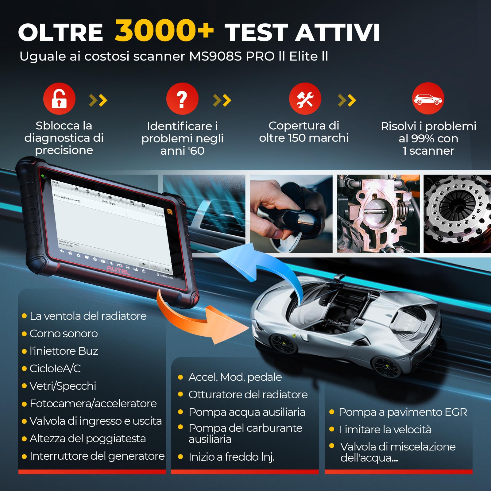 Autel MaxiCOM MK900-TS TPMS Scanner, strumento bidirezionale 2024 aggiornato di MaxiCheck MX808S-TS, MK808S-TS, MS906TS con 40+ servizi, 3000+ test attivi, diagnosi di tutti i sistemi, No-IP limitata