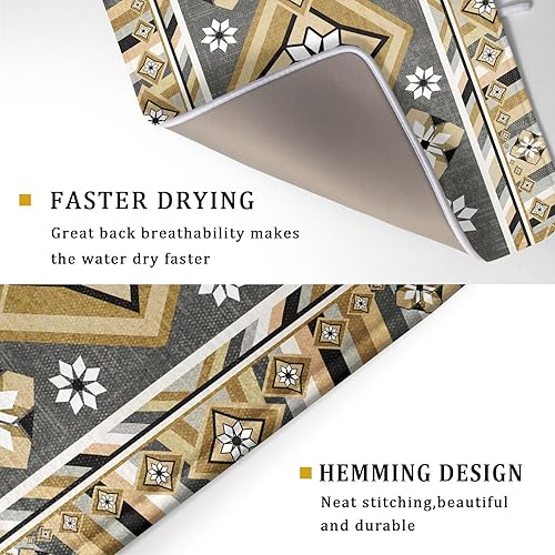 Vista 80 de Daisy On Old - Tapete de secado de platos de madera para encimera de cocina, tapete de secado de madera turquesa de 18 x 24 pulgadas con tapete