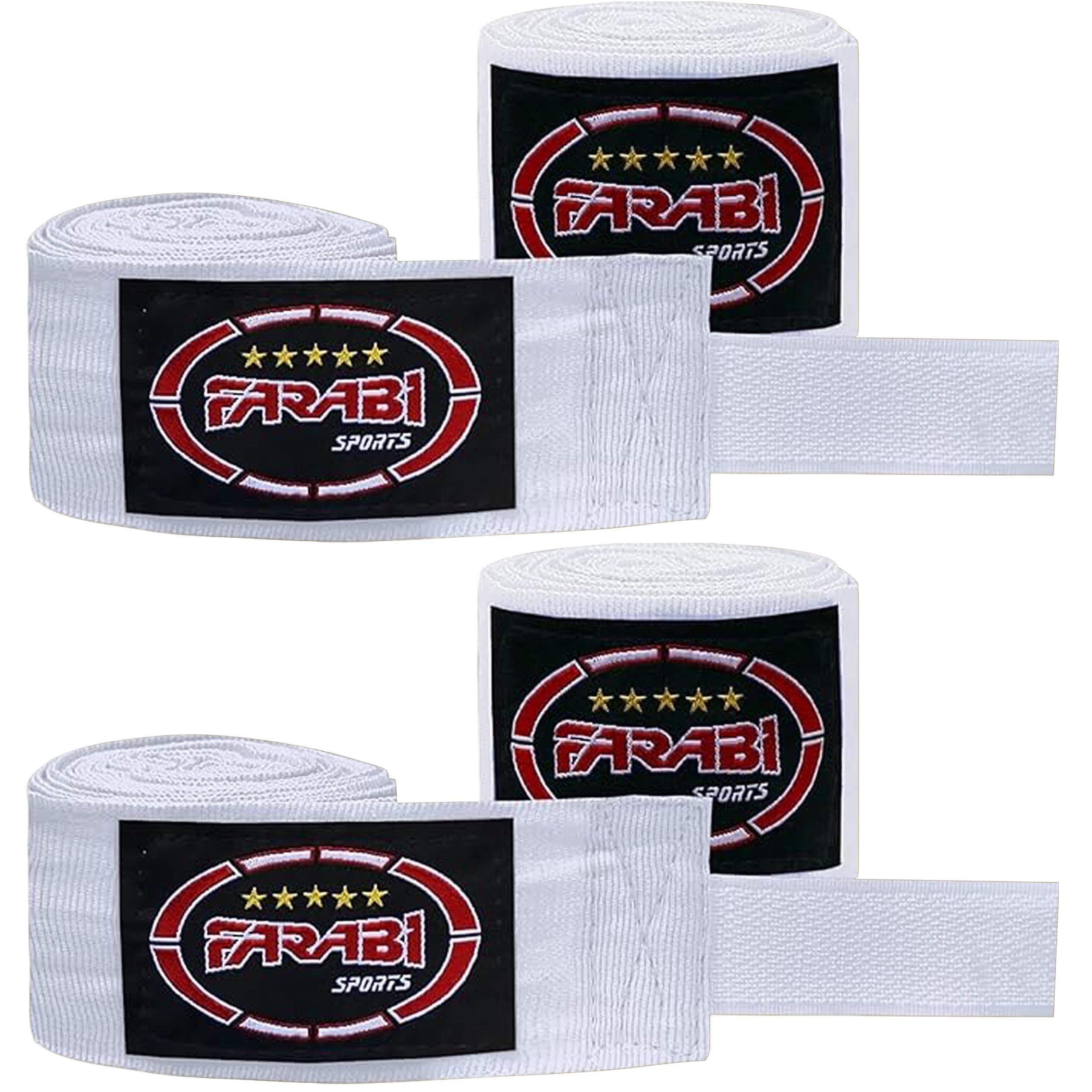 Farabi Sports Kids Boxing Hand wraps 2.5 Meters Long Boxing Wraps with Pair for MMA, Muay Thai, Training, Kickboxing and Combat Sports (White (Pack of 2))