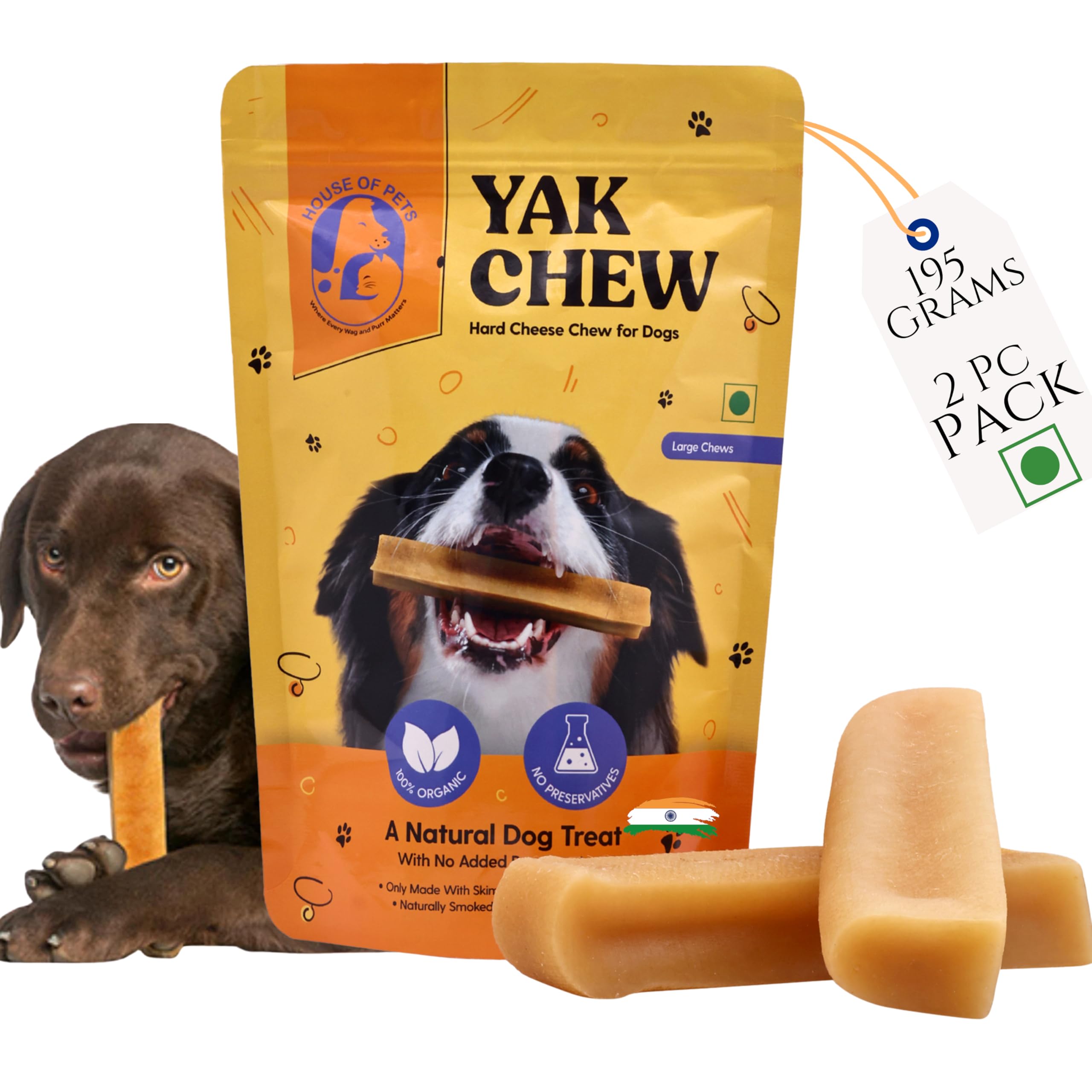 House Of Pets Vegetarian Cheese Chew, Himalayan Dog Chew, Treat for Large Dogs, Natural Long-Lasting Chew for Aggressive Chewers for Teething and Bored Dogs. 195 Grams - (2 Pc Pack) Large (B0CJNHPSPM) Amazon Price History, Amazon Price Tracker