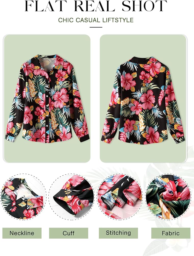 Hawaiian Pink♡ Amazon.com: ZXZY Hawaiian Shirts for Women Fall Soft Floral
