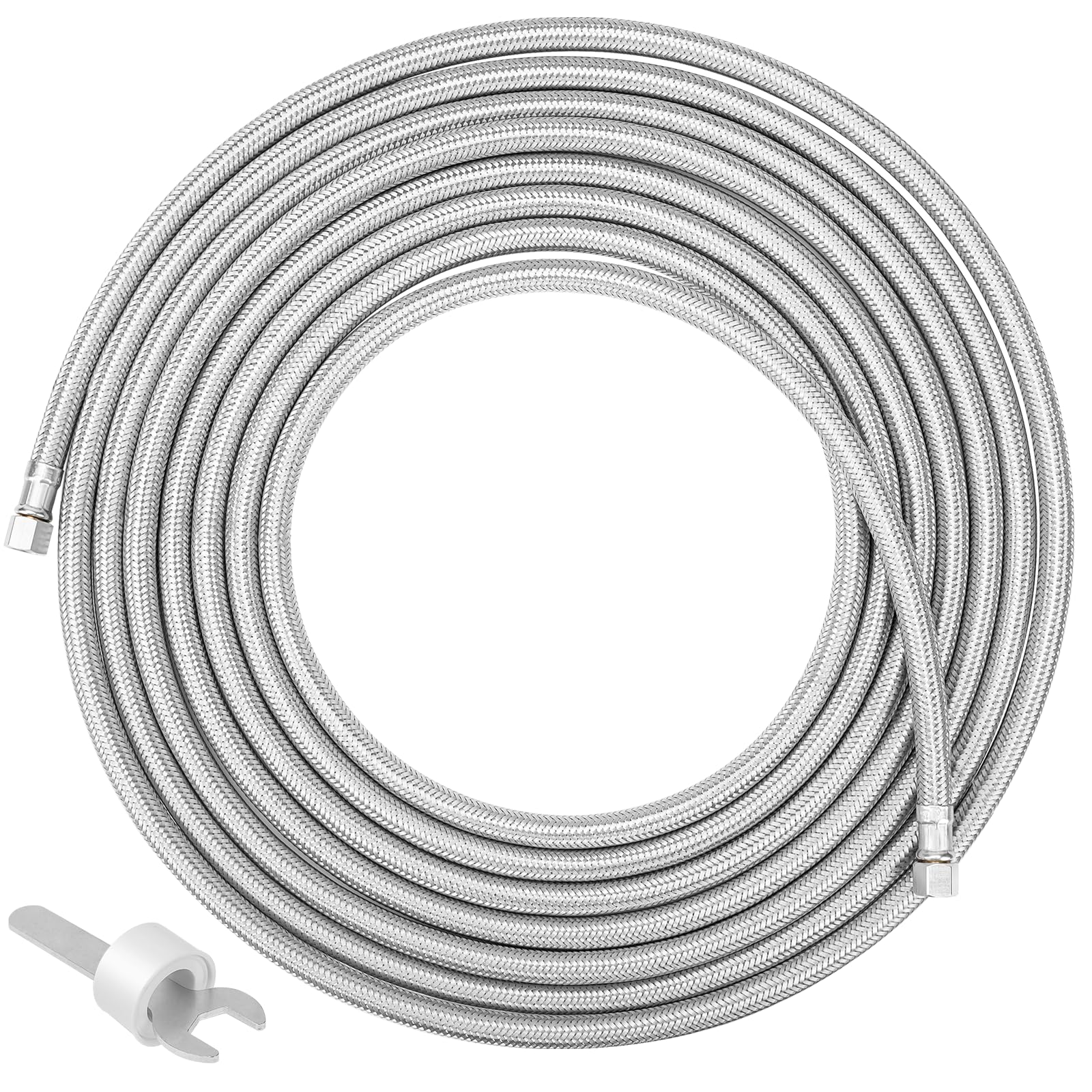 Linea dell'acqua universale per frigorifero da 6,5 m, con raccordo da 0,6 cm, tubo flessibile in acciaio inox intrecciato per macchina del ghiaccio per frigorifero Cenipar