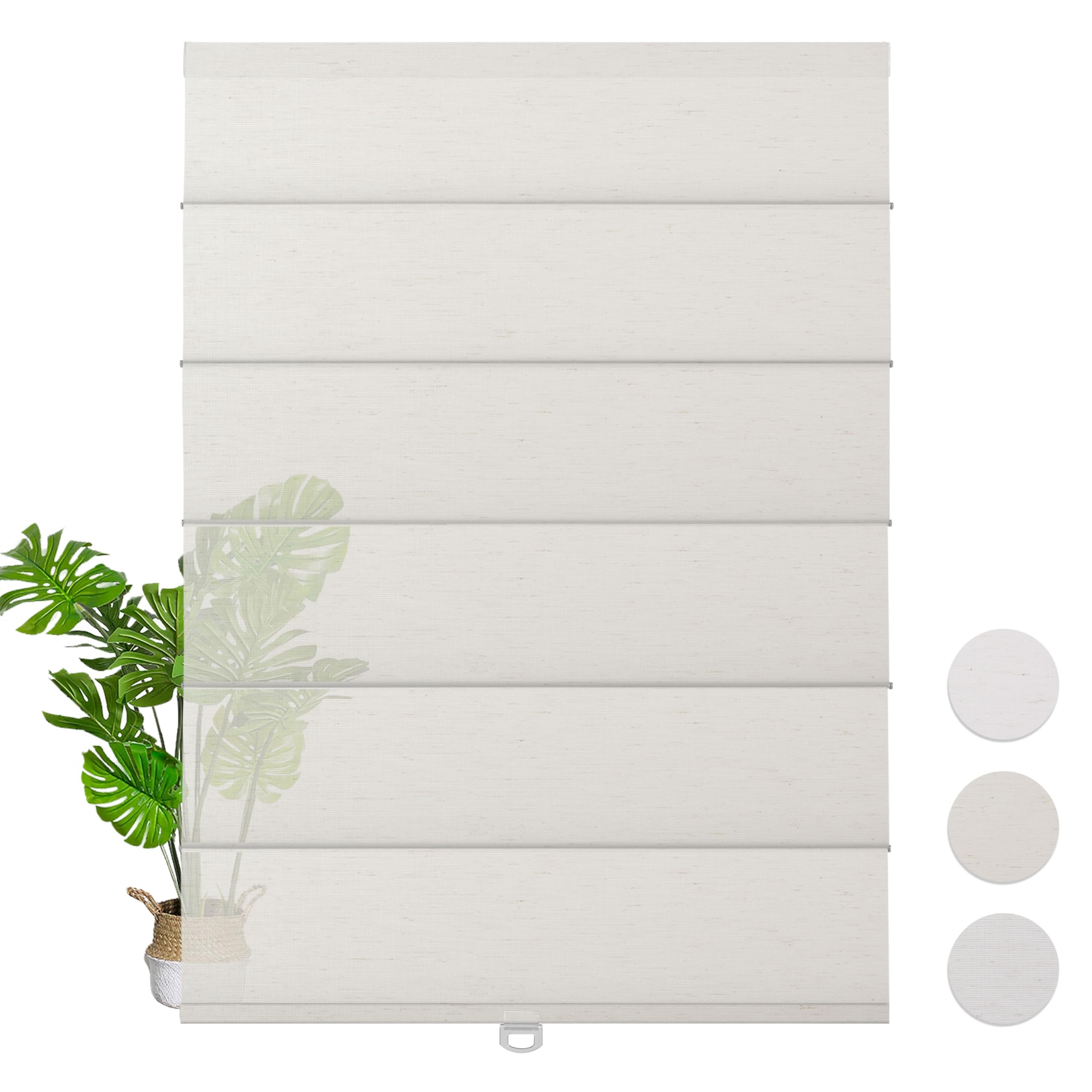 BERISSA Roman Shades for Windows,Pull Down Linen Solar Fabric Light Filtering Roman Window Shades for French Doors,Cordless Roman Blinds,Thermal Insulated,Bedroom,Office,Home,Linen-Beige 12