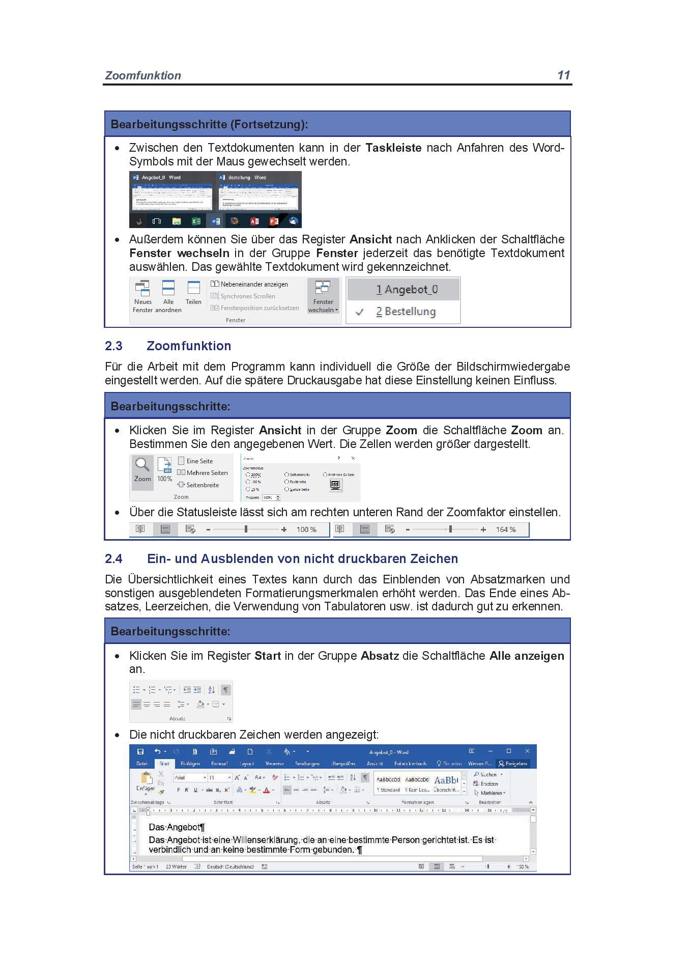 Arbeiten mit Word 2016: Schülerband