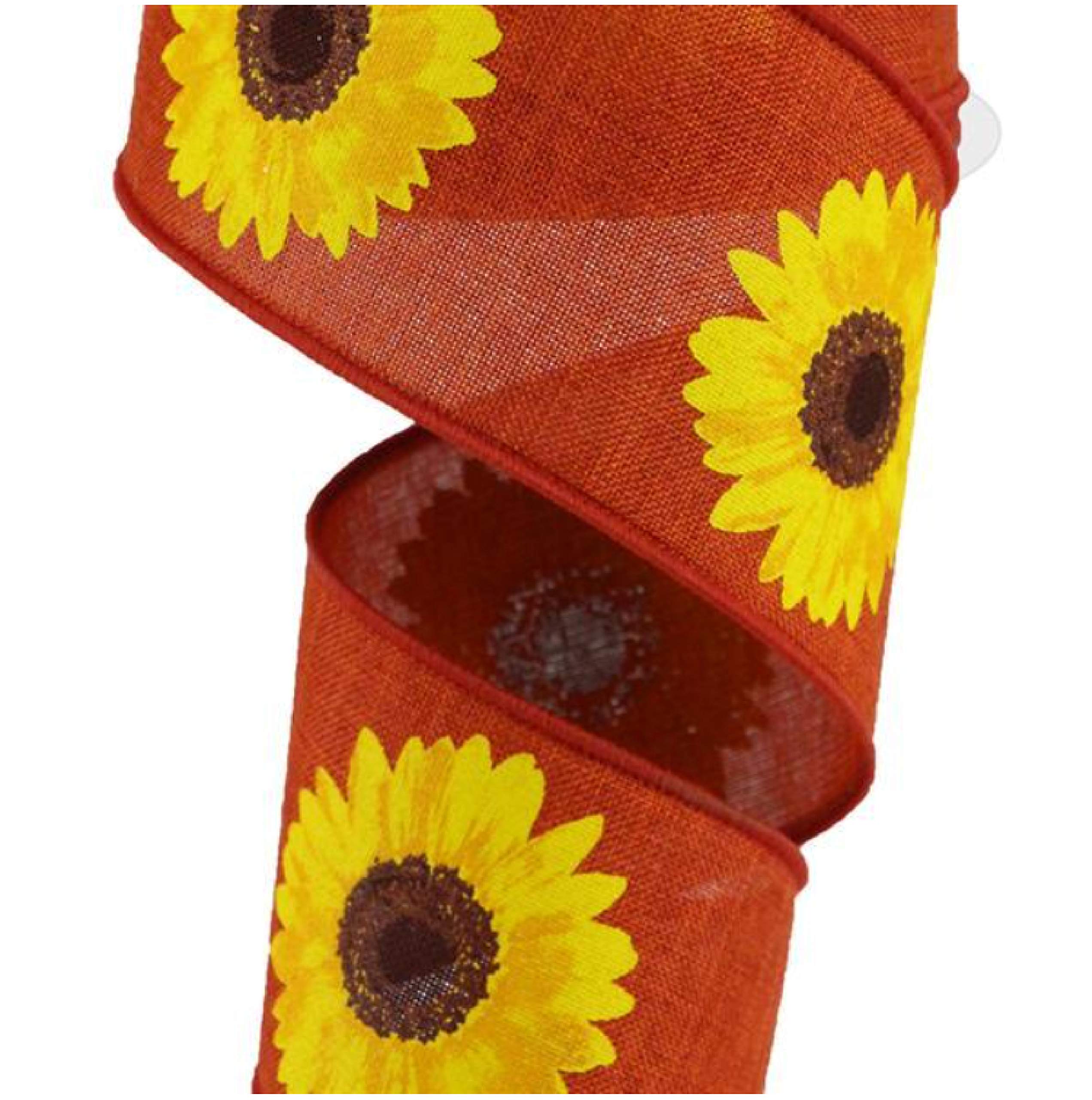 Sunflower Canvas Wired Edge Ribbon, 2.5