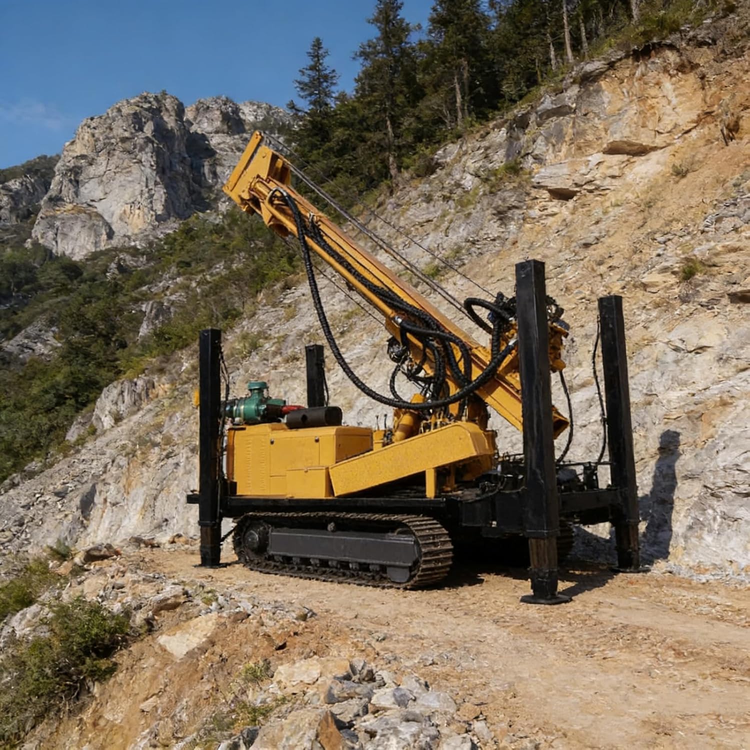 Deep Borehole Water Well Drilling Machine for Groundwater Projects, High-Power Portable Rig with Hydraulic Support for Soil and Rock Layers