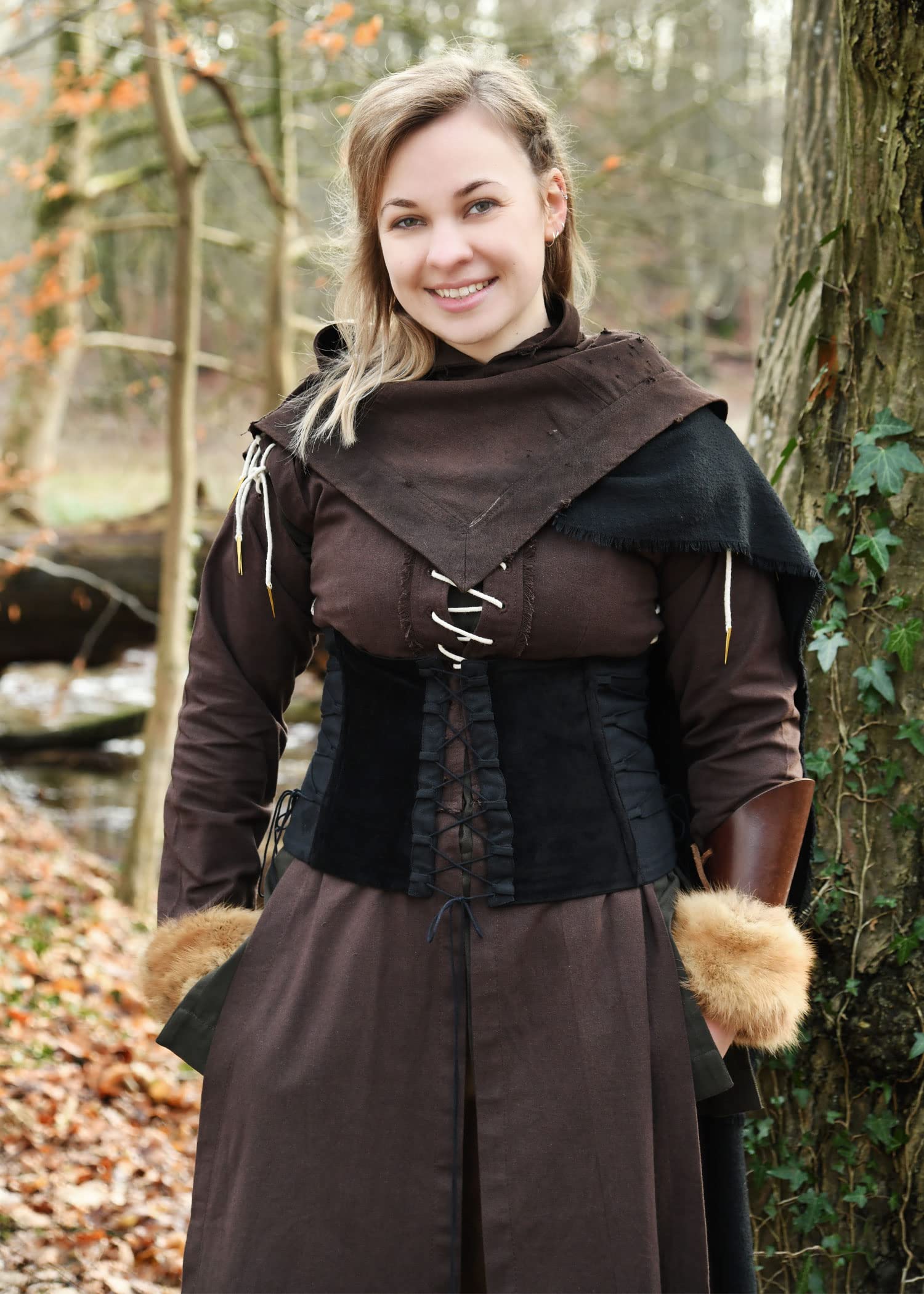 Battle-Merchant Unterbrust Corsage Anik Oberteil für Damen | Mieder aus Samt mit Schnürung | Mittelalter Kleidung | LARP, Wikinger, Pirat, Gothic, Kostüm