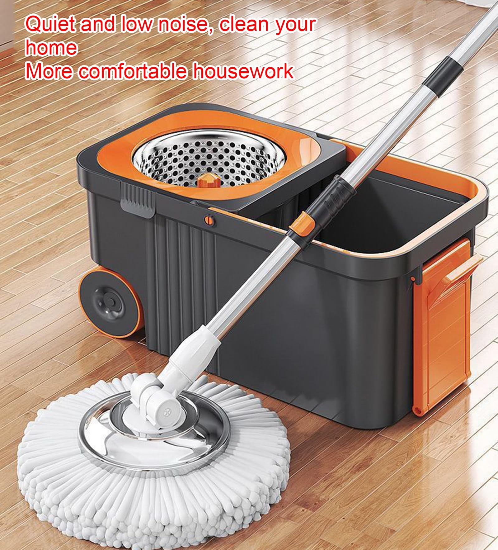 Mop y Cubo con escrutinio con escrutinio de Cesta de Arranque Desmontable 5 Cabezales de trapeador de microfibras de reemplazo para Madera Dura, Madera, Laminado, baldosas,