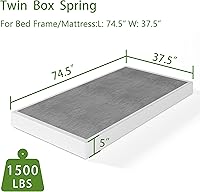 Vista 3 de Solo somier, estructura de metal resistente de perfil bajo de 5 pulgadas con funda de cama de tela fácil de limpiar, antideslizante, sin ruido