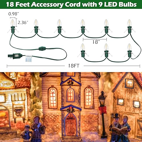 Miniatura 2 de Cable de accesorio con 9 bombillas LED de 16.4 pies, cable C7 con clip de luces con doble fusible de repuesto, molde de soplado, decoración de