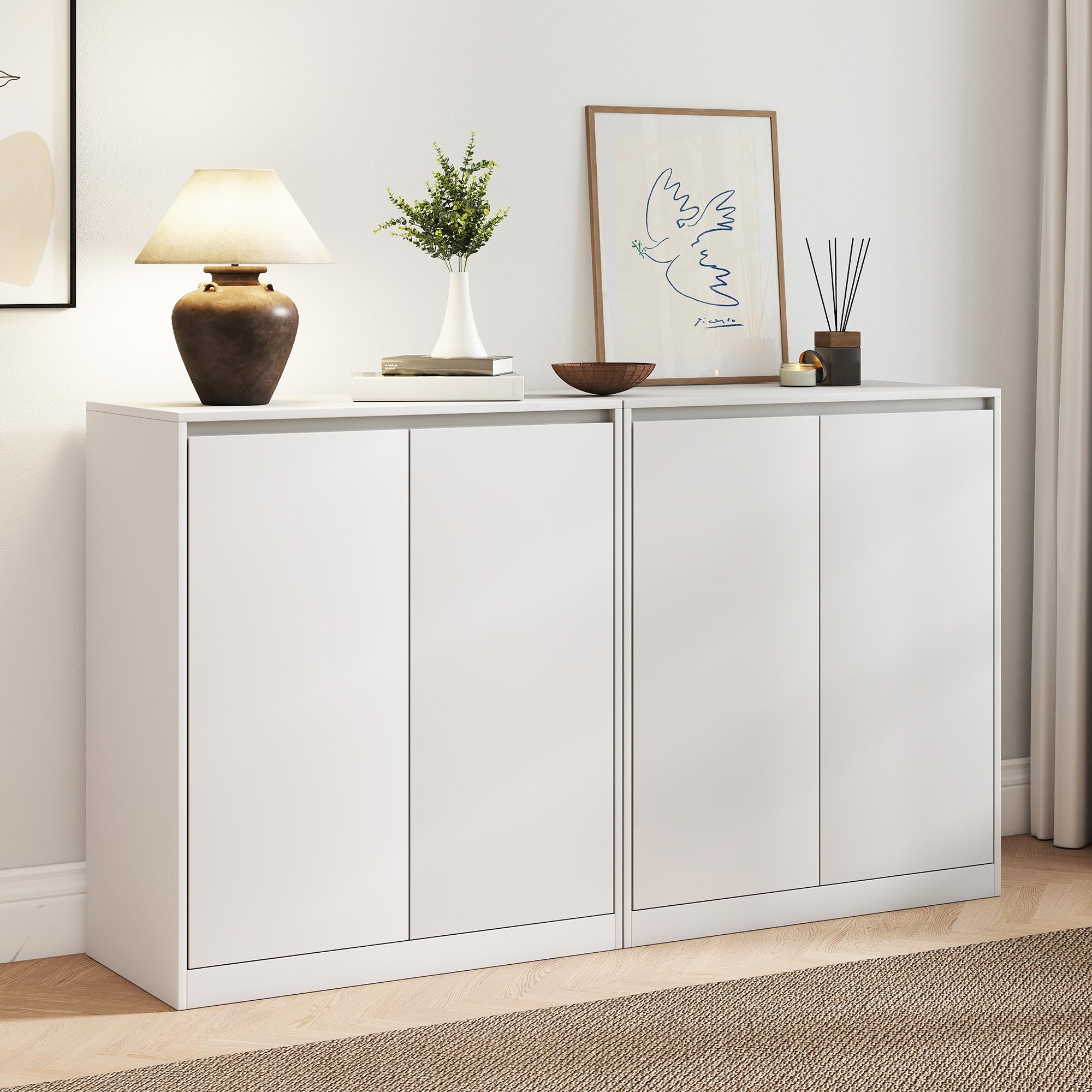 AMERLIFE 63" W DIY Modular Storage Cabinet, 2-Piece 2-Door Cabinet