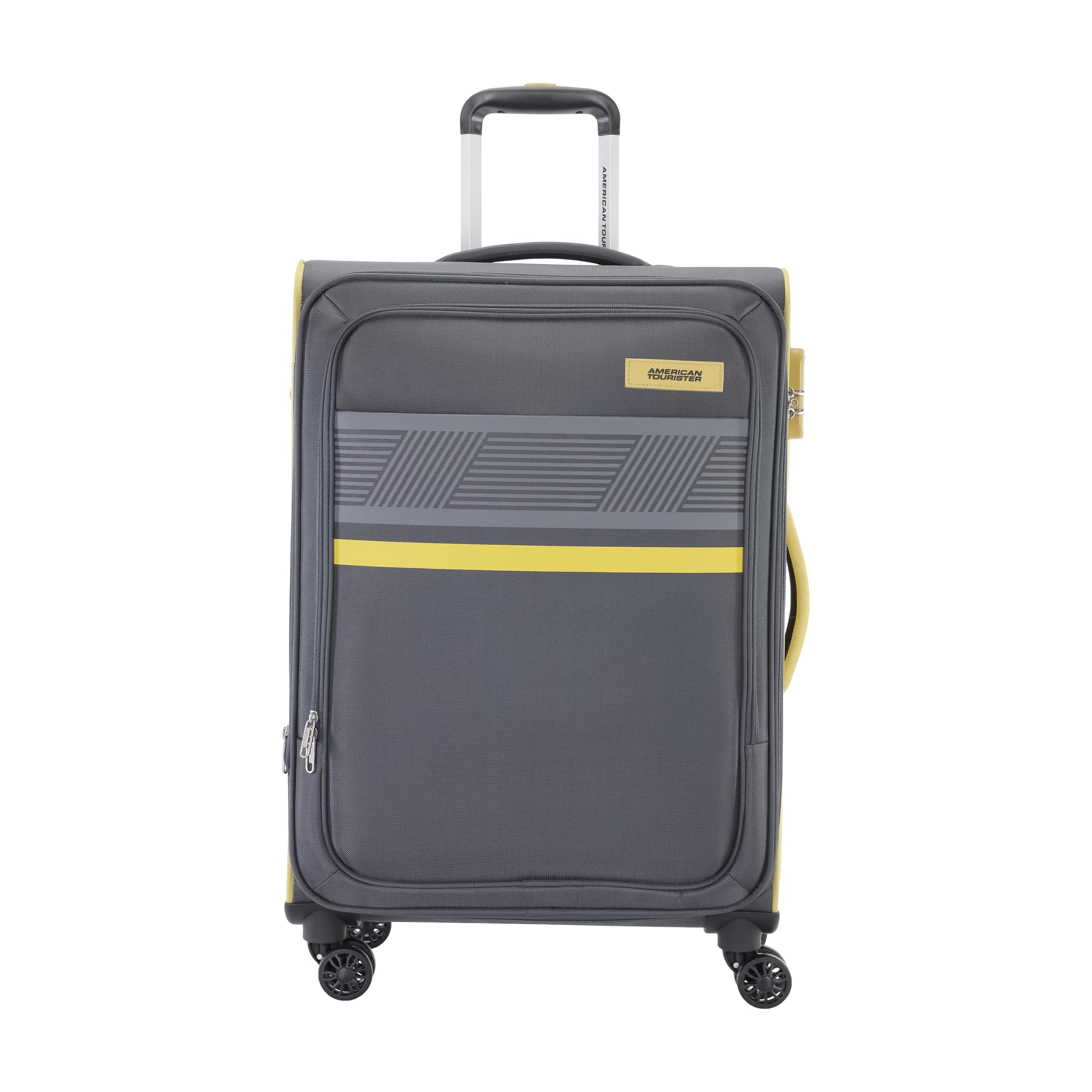 Monroe Medium 70 CM Soft Polyester Luggage Bag/Soft Check-in Suitcase with TSA Lock & 8 Wheels/Trolley Bag for Travel/Luggage Bag with Double Spinner Wheels for Unisex - Green/Grey-image-12