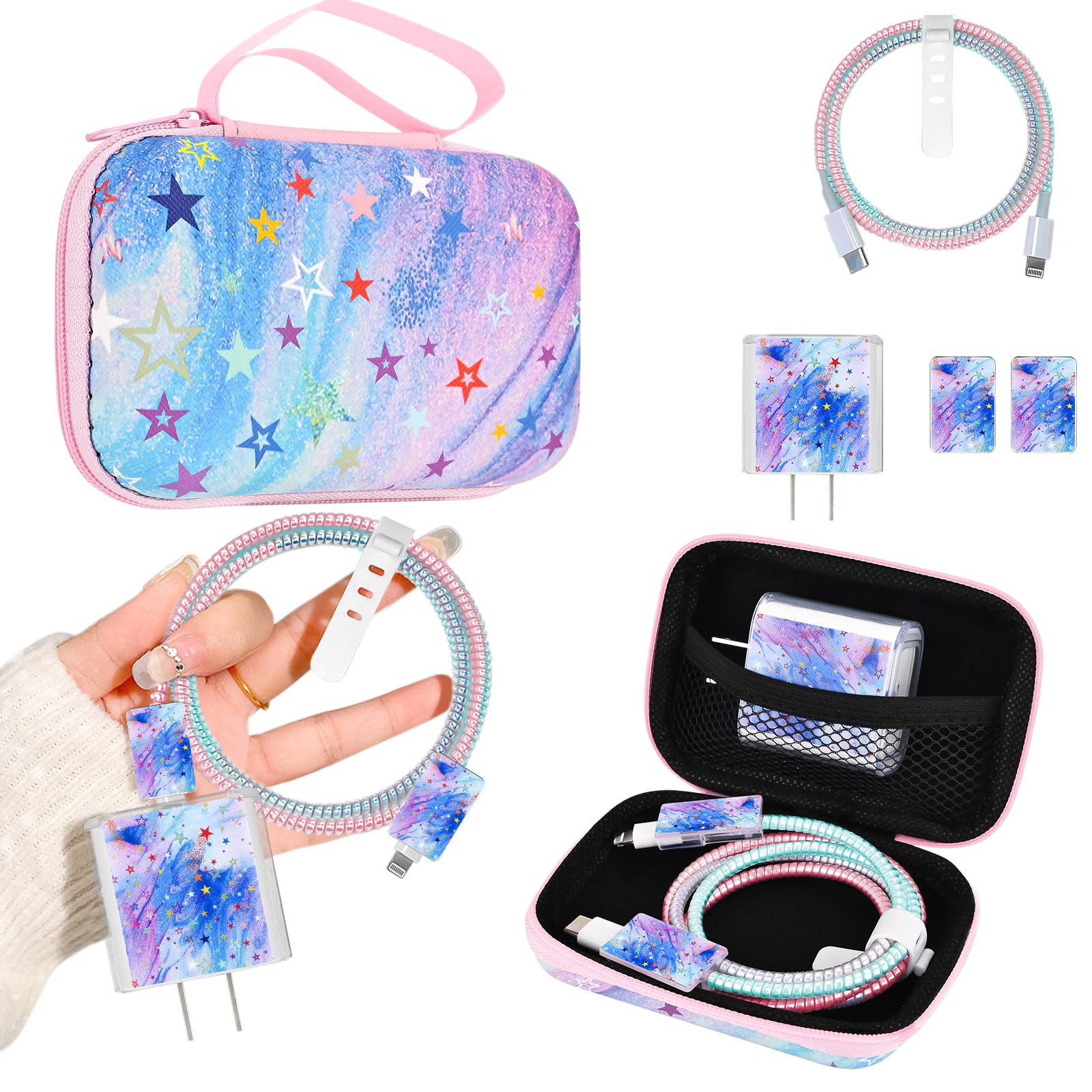 Organizador de cables USB para auriculares con funda de cargador 8