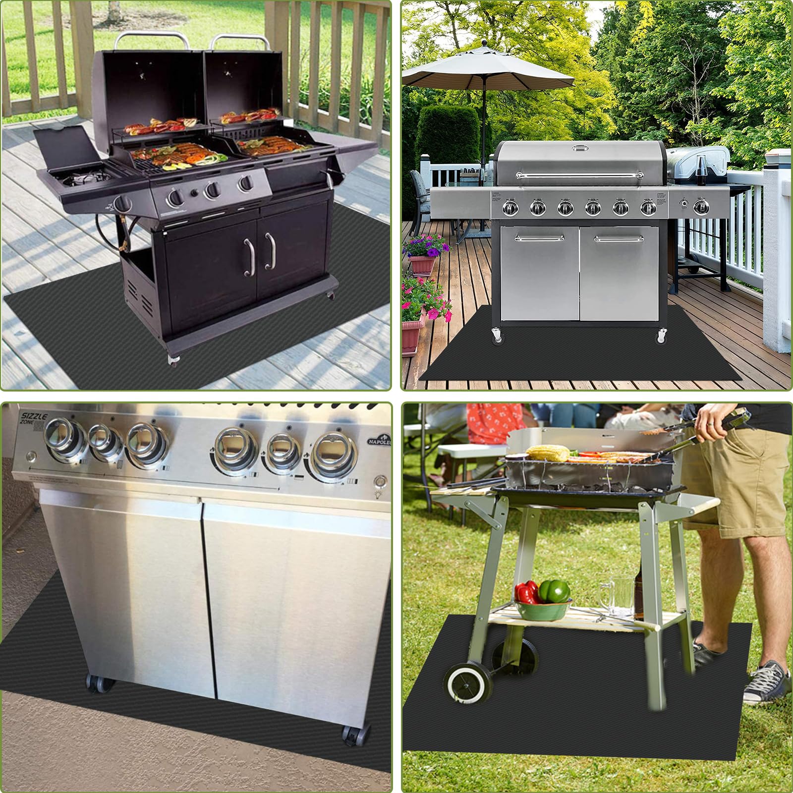 Tappetino ignifugo, base pieghevole per barbecue, camini, pavimenti, prati e campeggio (39 * 60in)