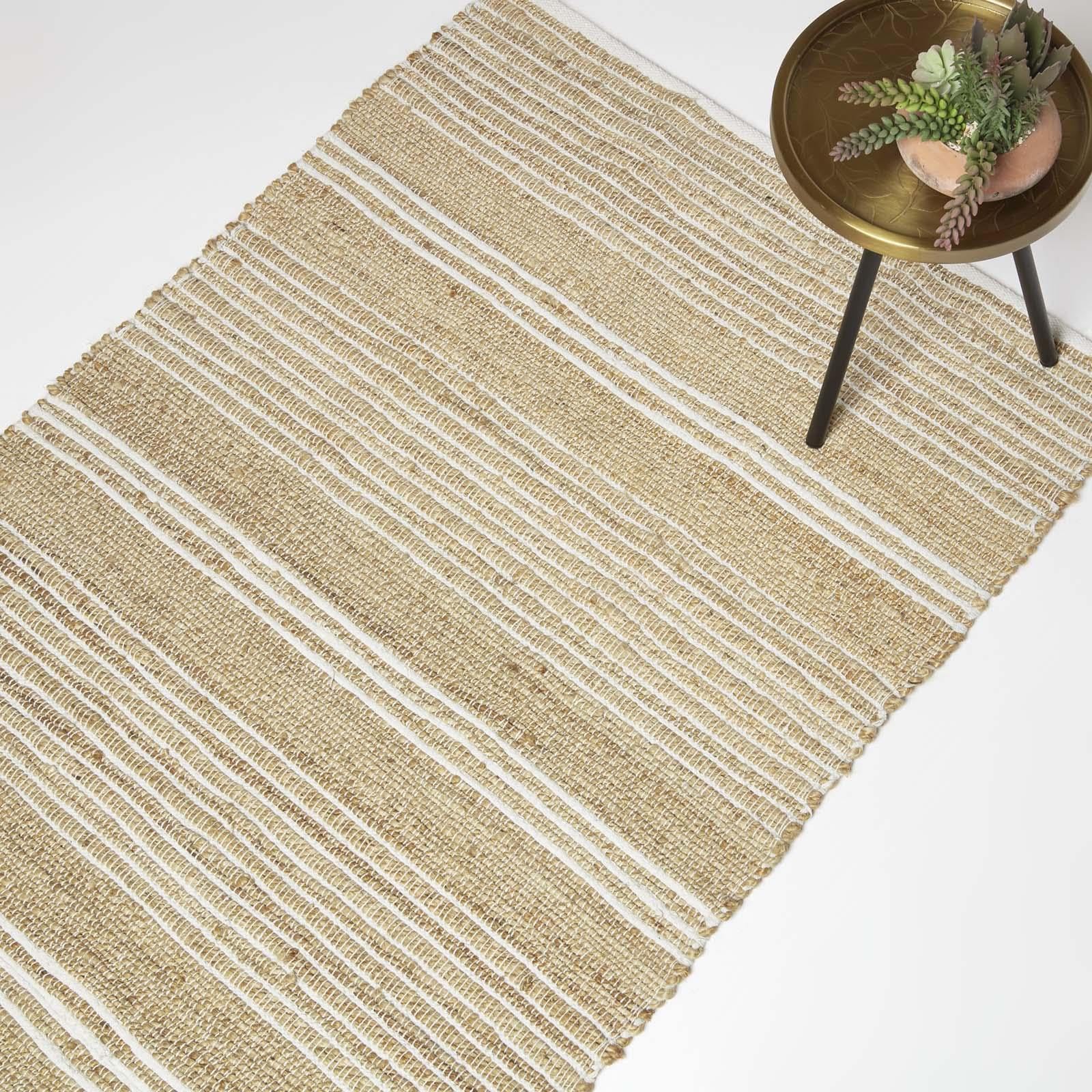 Homescapes Arlyn Jute-Teppich – beige-weiß gestreift, 90x150 cm