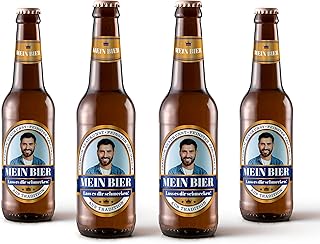 Bierflaschen Etikett personalisiert mit Foto & Text | Goldeffekt-Folie | Premium Aufkleber-Set | ab 6 Stück (Blau)