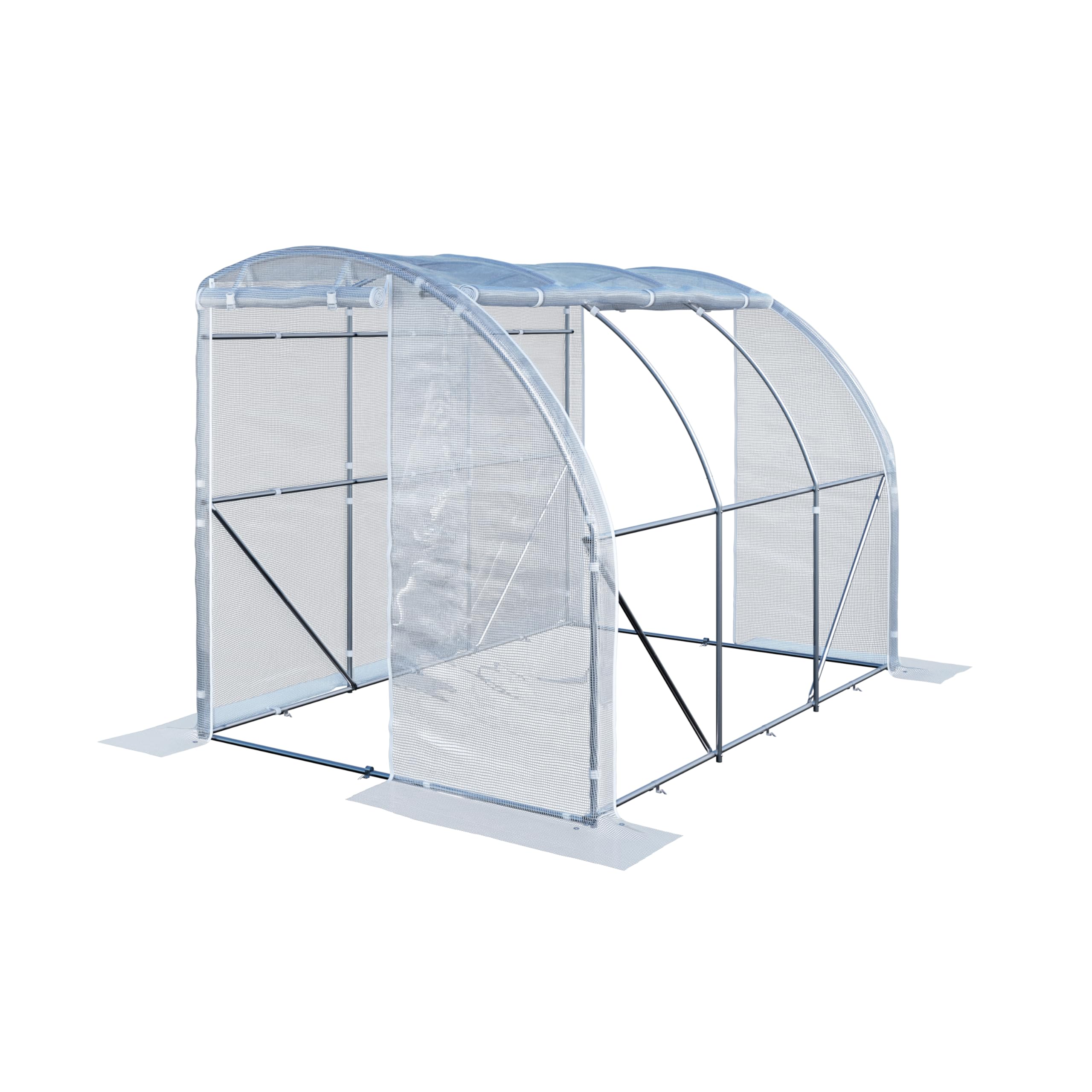 TOOLPORT Serra a tunnel addossata 2x3 m in PE 180 g/m² stabilizzato UV con struttura in acciaio zincato, serra per pomodori con finestre laterali