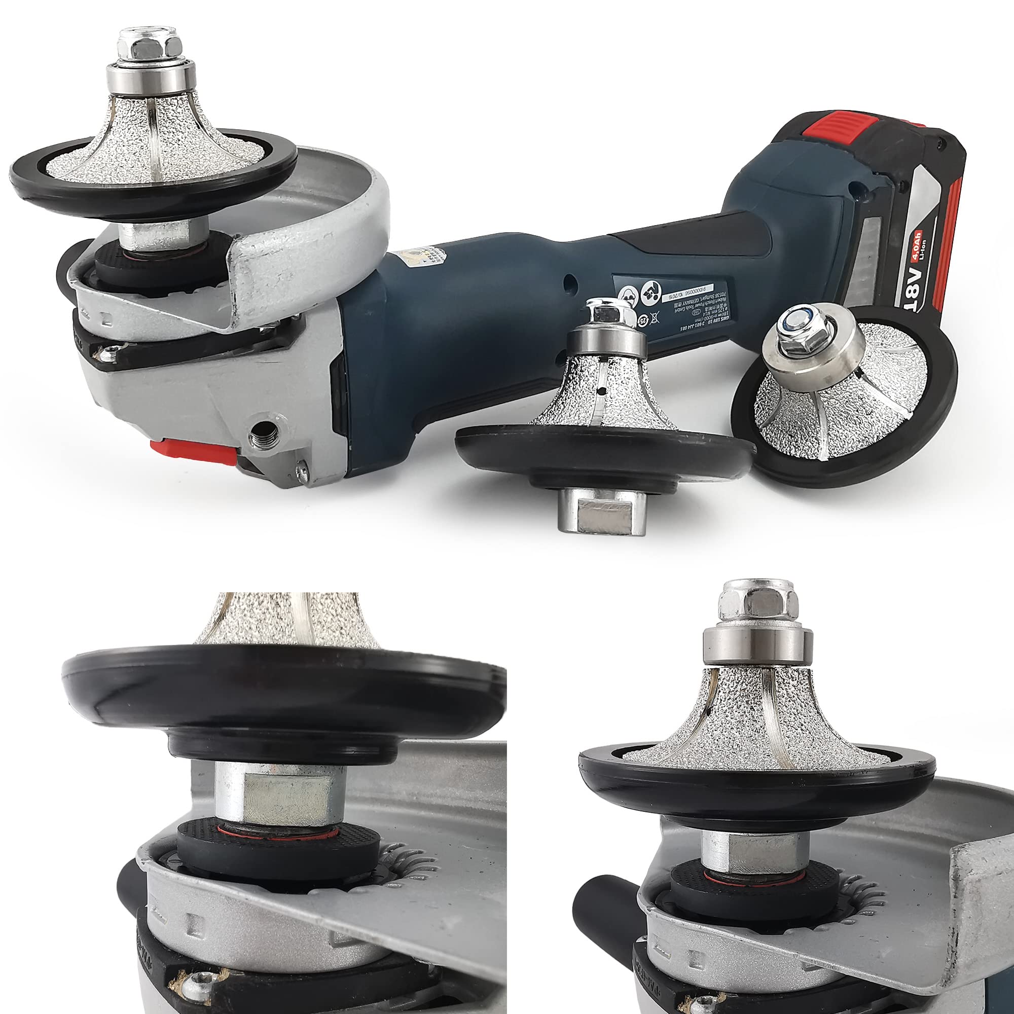 NBB Rueda de perfil de diamante, fresa de enrutador de diamante, broca para perfilar la porcelana baldosas cerámica granito mármol piedra, fácil de usar en amoladora angular (Half-Bullnose B10)