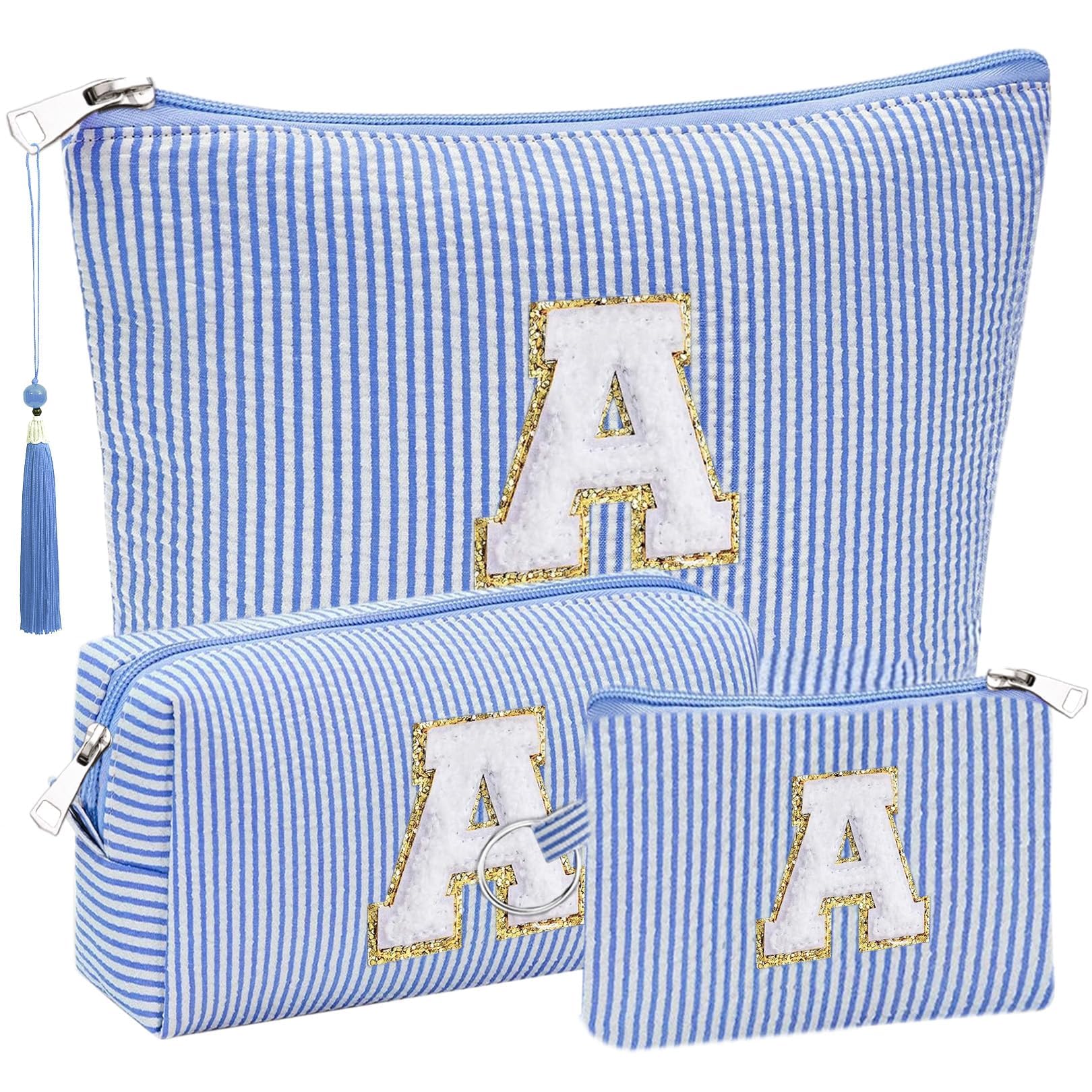 Initial Gifts Travel Cosmetic Makeup Pouch Bags Sets for Purse, 3pcs Stoney Clover Dupes Pouch Makeup Bag, Personalized Cosmetic Bags Set for Women,