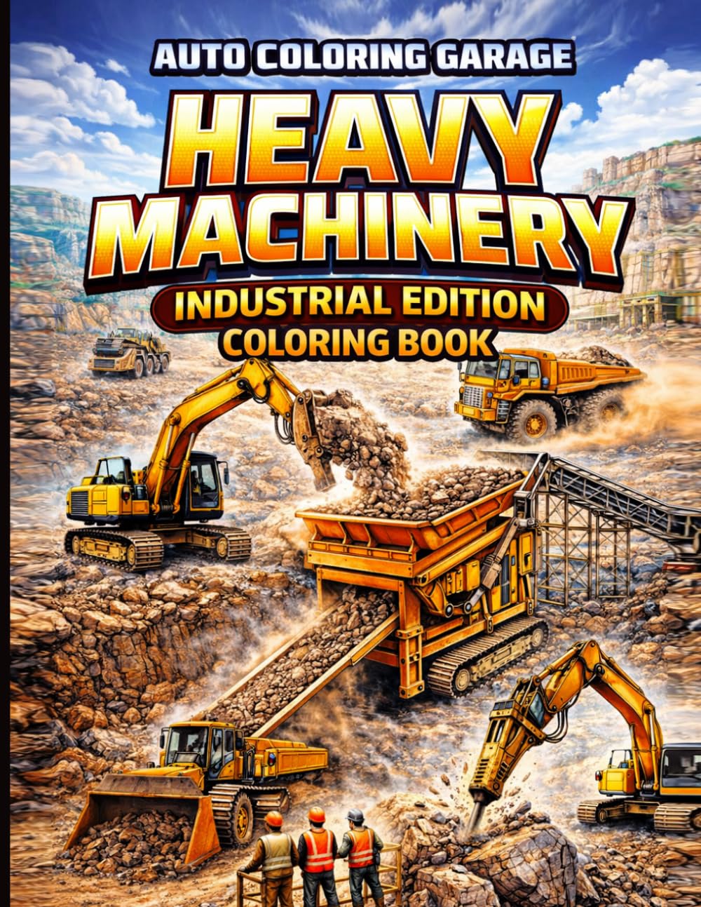 Heavy Machinery Coloring Book – Industrial Edition: Excavators, Dump Trucks, Cranes, Construction Vehicles and Industrial Machines for Kids, Teens and Adults (Auto Coloring Garage)