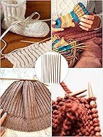 Vista 6 de Haosie Juego de agujas de tejer de doble punta, 55 piezas, agujas de tejer de bambú para manualidades hechas a mano, pequeños artículos de punto, 11