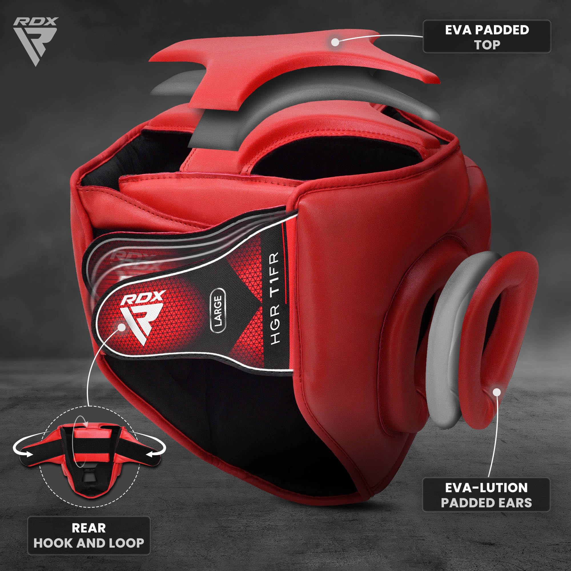 RDX - Cuffie da MMA, Boxe, Kick Boxing, Sparring, casco protettivo per allenamento e combattimento, rosso, M