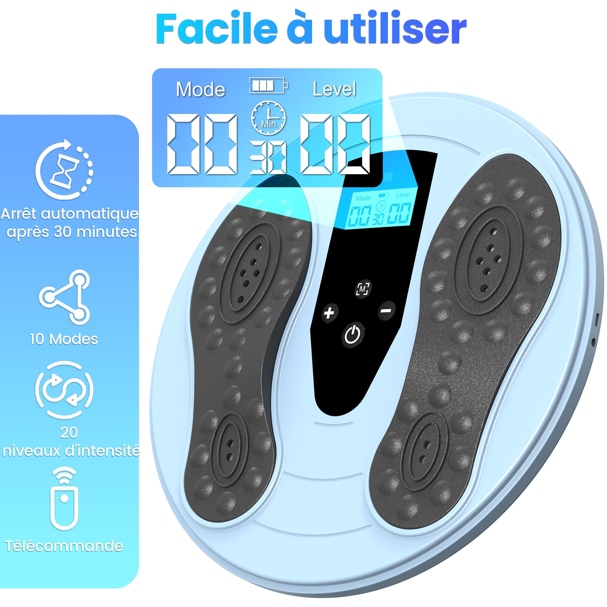 Stimulateur Circulatoire Rechargeable, Circulation Sanguine Jambes, Thérapie par lumière rouge + EMS + TENS, Double effet stimulant sur la circulation sanguine et apaisant sur la douleur
