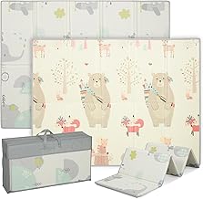 AIYAPLAY Crawling Mat Foldable Double-Sided Play Mat 146.5 x 195 x 1.5 cm Baby Waterproof Non-Slip Play Mat Children's Mat with Animal Motif Play Mat Multicoloured