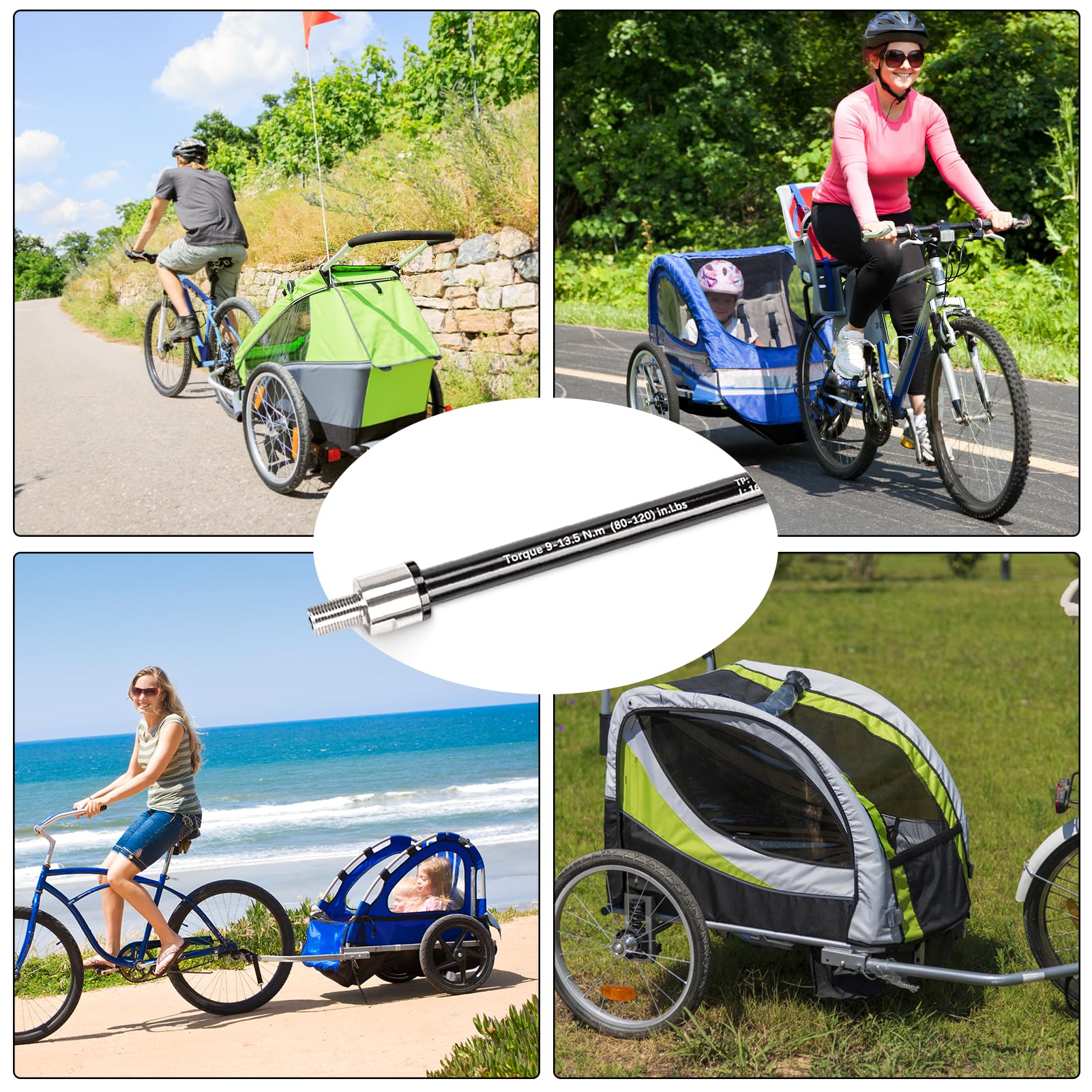 Sofisticato adattatore per asse passante per rimorchio per bicicletta, realizzato con materiali di alta qualità (P1.0)