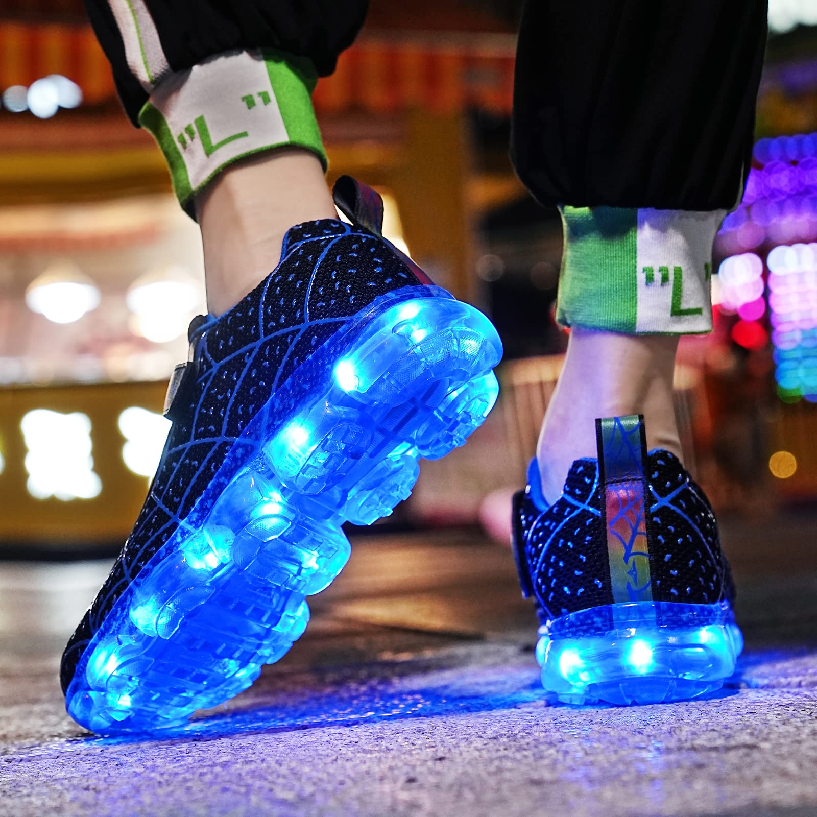 YUNICUS Scarpe LED per ragazzi e ragazze, luci USB, sneakers per compleanno, Halloween, giorno di Natale