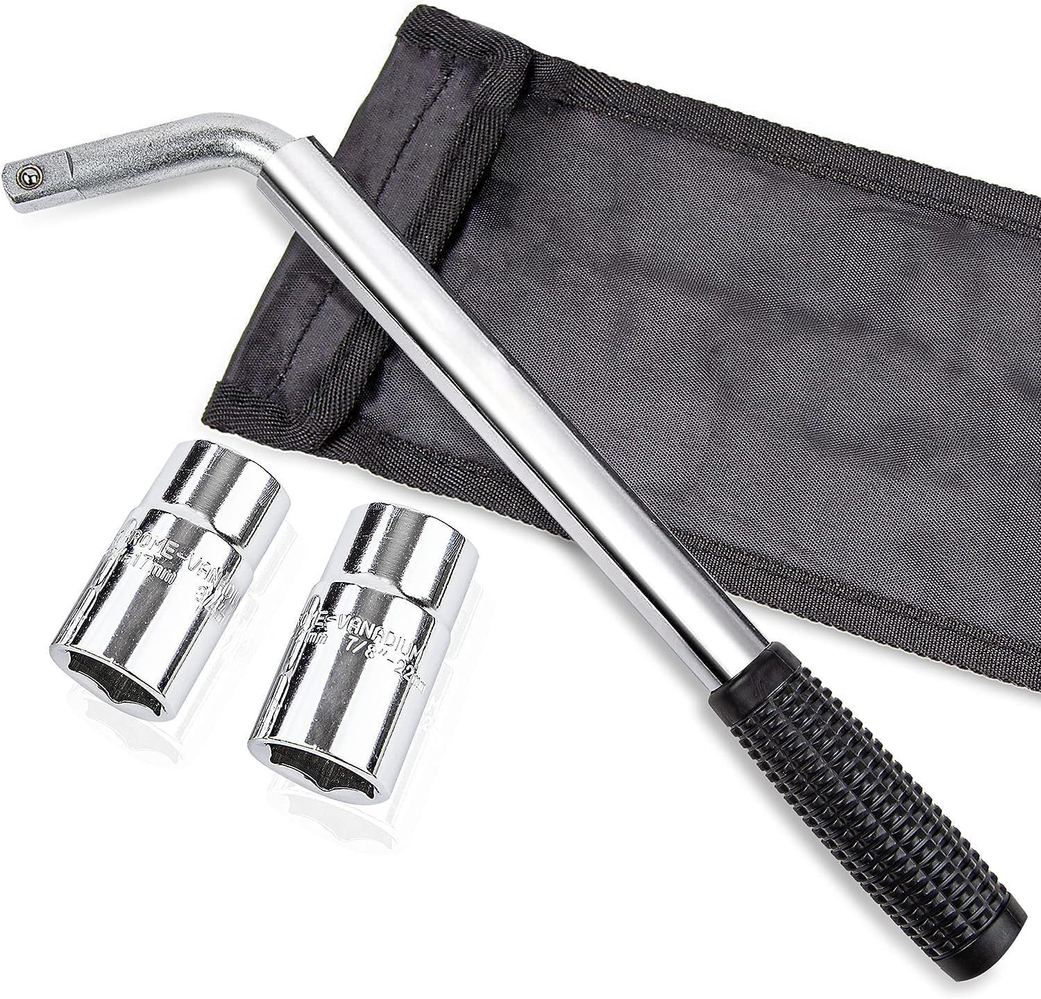 Telescoping Lug Wrench,Extendable Wheel Nut Wrench Universal Extending Tyre Spanner,Tire Repair Tool Wheel Brace Set for Car Van Truck Caravan (17mm, 19mm, 21mm,23mm Socket)