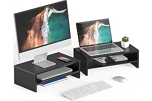 Fitueyes Monitor Riser Stand for Computer, Clamp Desktop Stand Workspace Organizer, 2-Pack DT204202WB