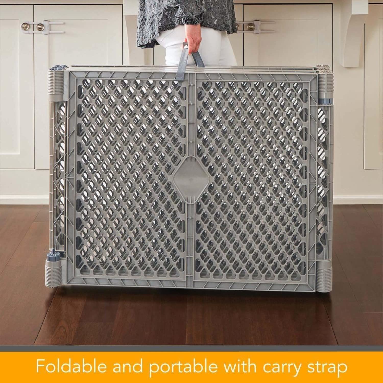 North States MyPet Petyard 6-Panel Pet Enclosure: Made in USA, Create A Safe Play Area for Your Pet Anywhere. Freestanding 18.5 Sq. Ft. Enclosure (26" Tall, Fieldstone)