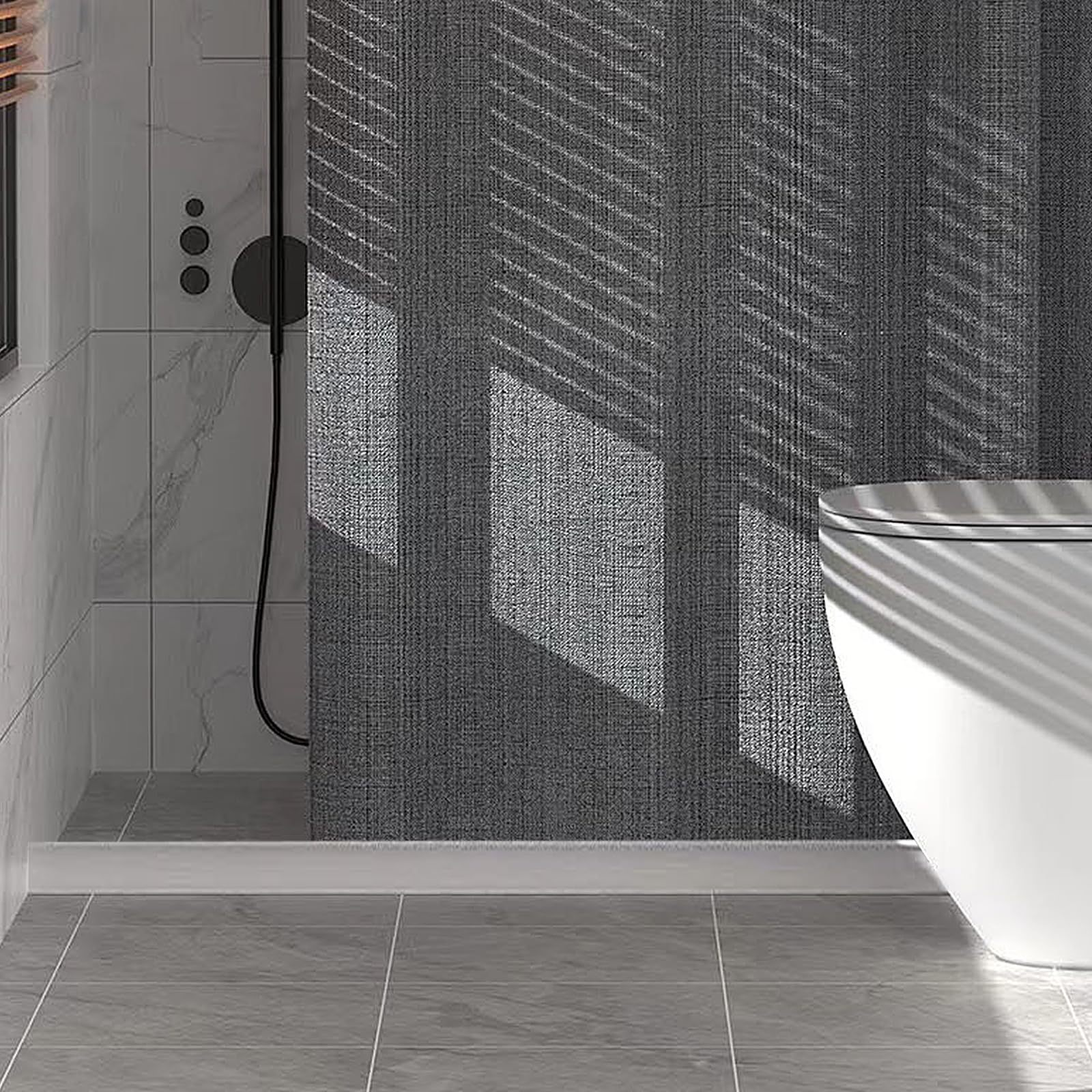 Barre de seuil de douche autocollante - 10 cm/9,6 cm de haut - Barrière d'eau - Pour sol de douche, salle de bain, cuisine - Blanc - 2 m (10 cm x 3,5 cm)