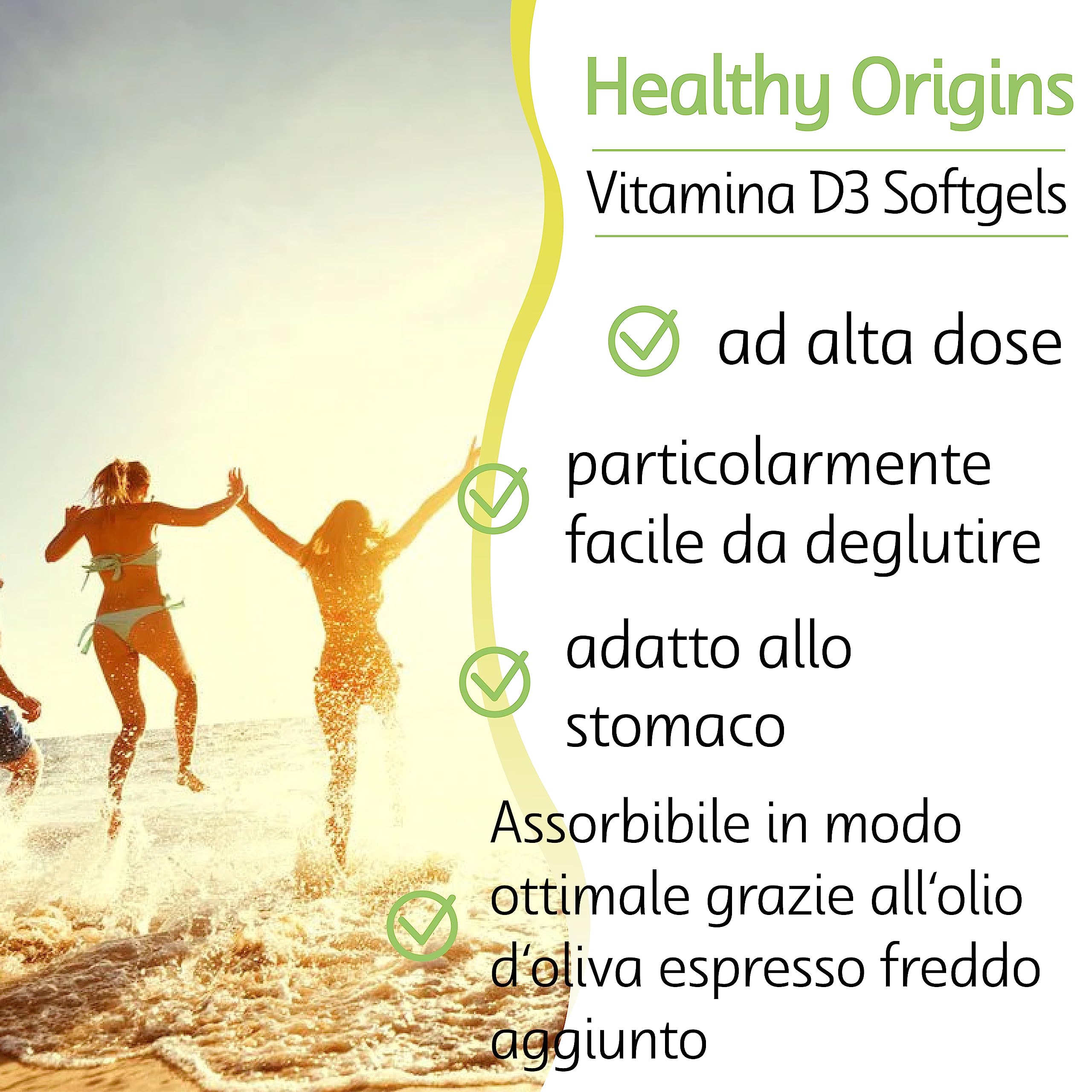 Healthy Origins, Vitamina D3, 1.000IU, 360 Capsule, Testato in Laboratorio, Altamente Dosato, Senza Soia, Senza Glutine, Non OGM