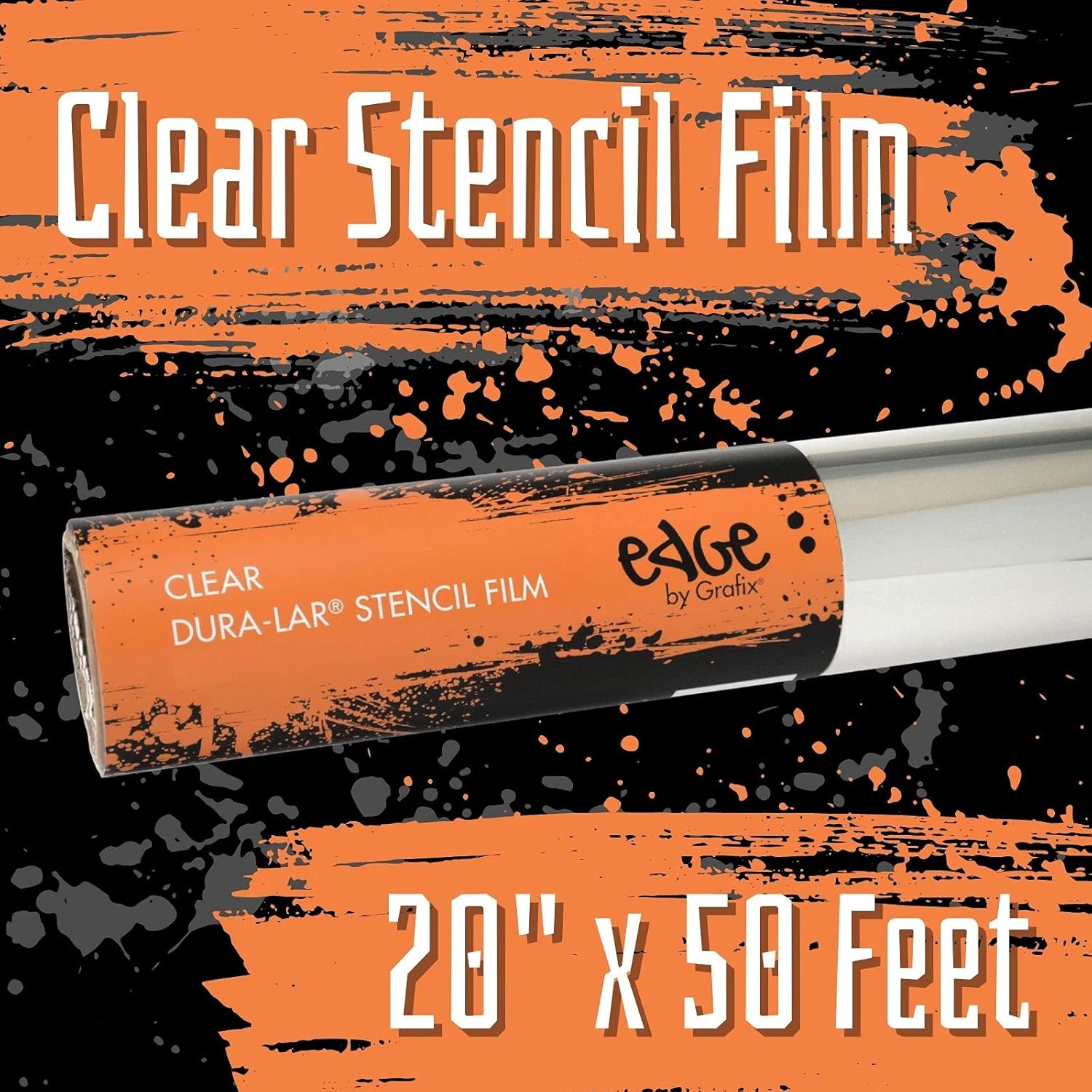Grafix Edge Stencil Film - 20” x 50’ Roll – Ultra-Clear .005” Dura-Lar Film, Create Custom Stencils for Urban Art Projects, Spray Painting, Screen Printing, Drawing, Airbrushing and More, Roll