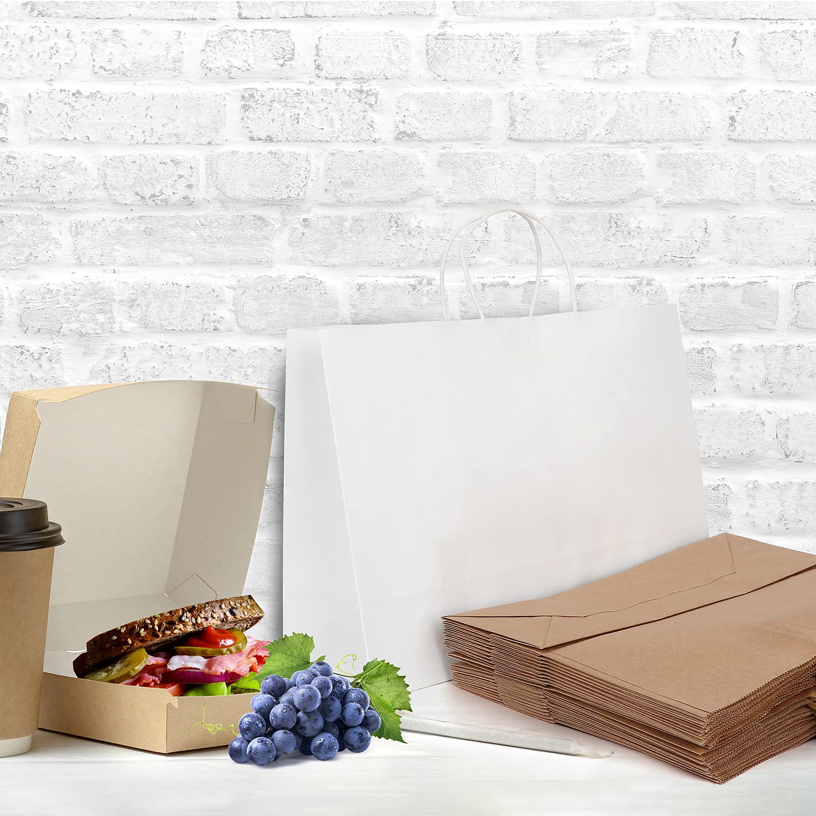 BigKego Lot De 12 Sacs En Papier Kraft Marron Avec Anse