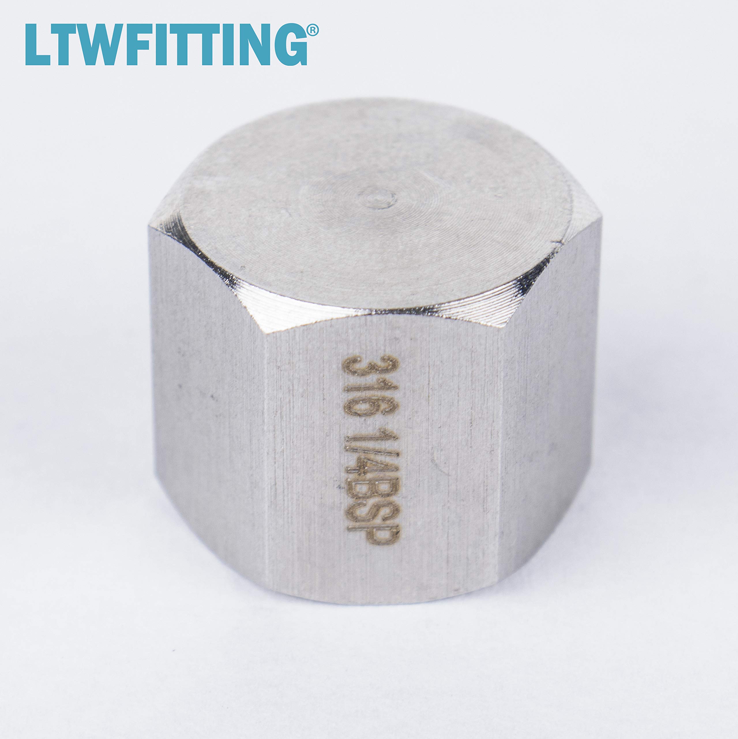 LTWFITTING Stainless Steel 316 BSP Pipe Cap Fittings 1/4" BSPP Air Fuel Boat (Pack of 5), Silver, paquet de 5 - Image 4