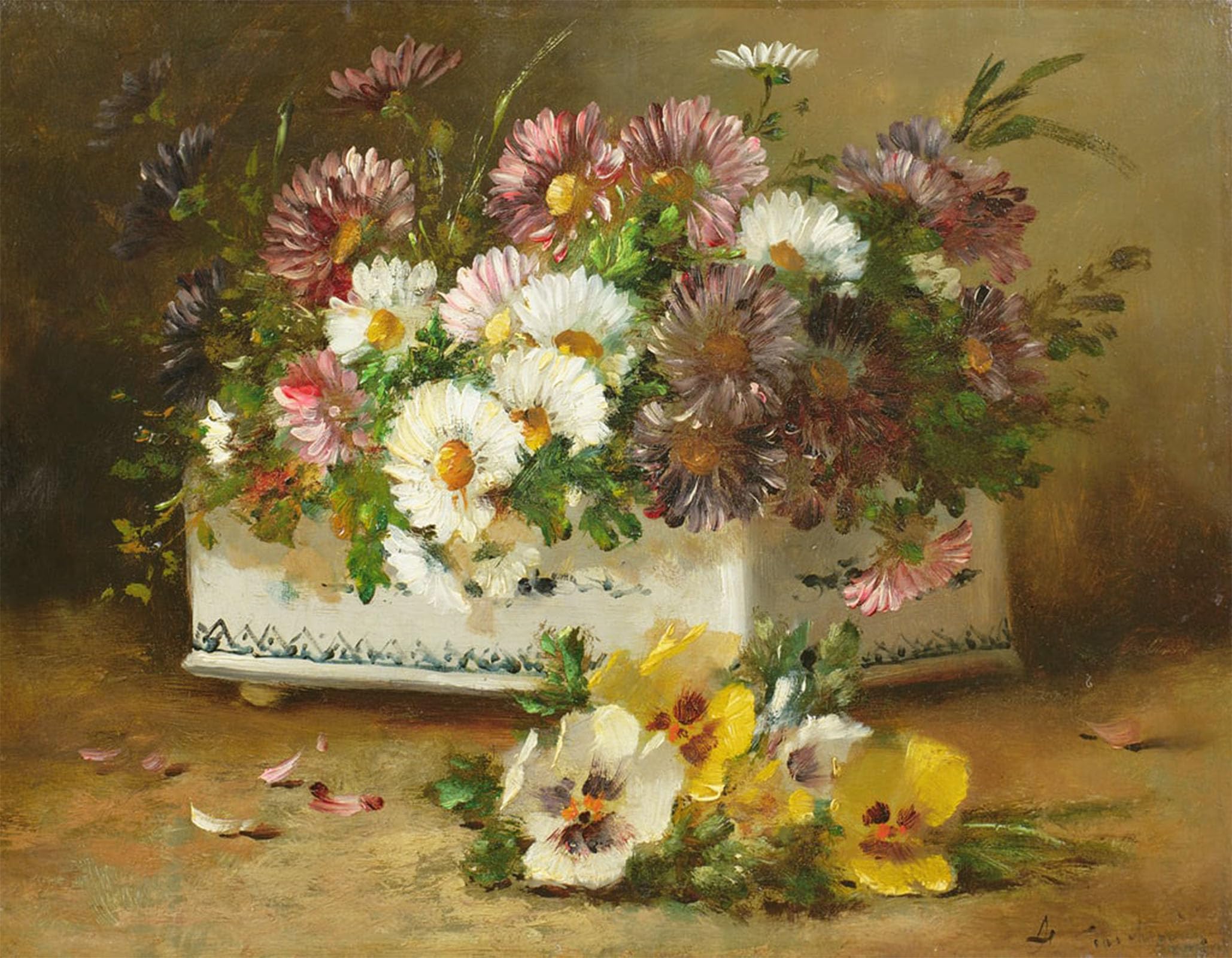 POSTERIIk Famous Animal Posters Vintage Picture Still Life of Flowers by Eugene Henri Cauchois Modern Wall Decor for Home Decor 60x90cm