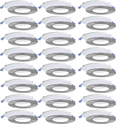 Nadair Paquete de 24 luces empotrables LED regulables con clasificación Ic de 6 pulgadas con caja de conexiones, 15 W, 1125 lúmenes, blanco frío