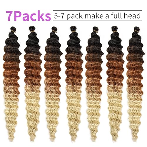 Miniatura 2 de QRHSUKA Cabello ondulado de ganchillo Ocean Wave de 30 pulgadas, 7 paquetes de cabello rizado rizado jengibre para mujeres negras, trenzado de