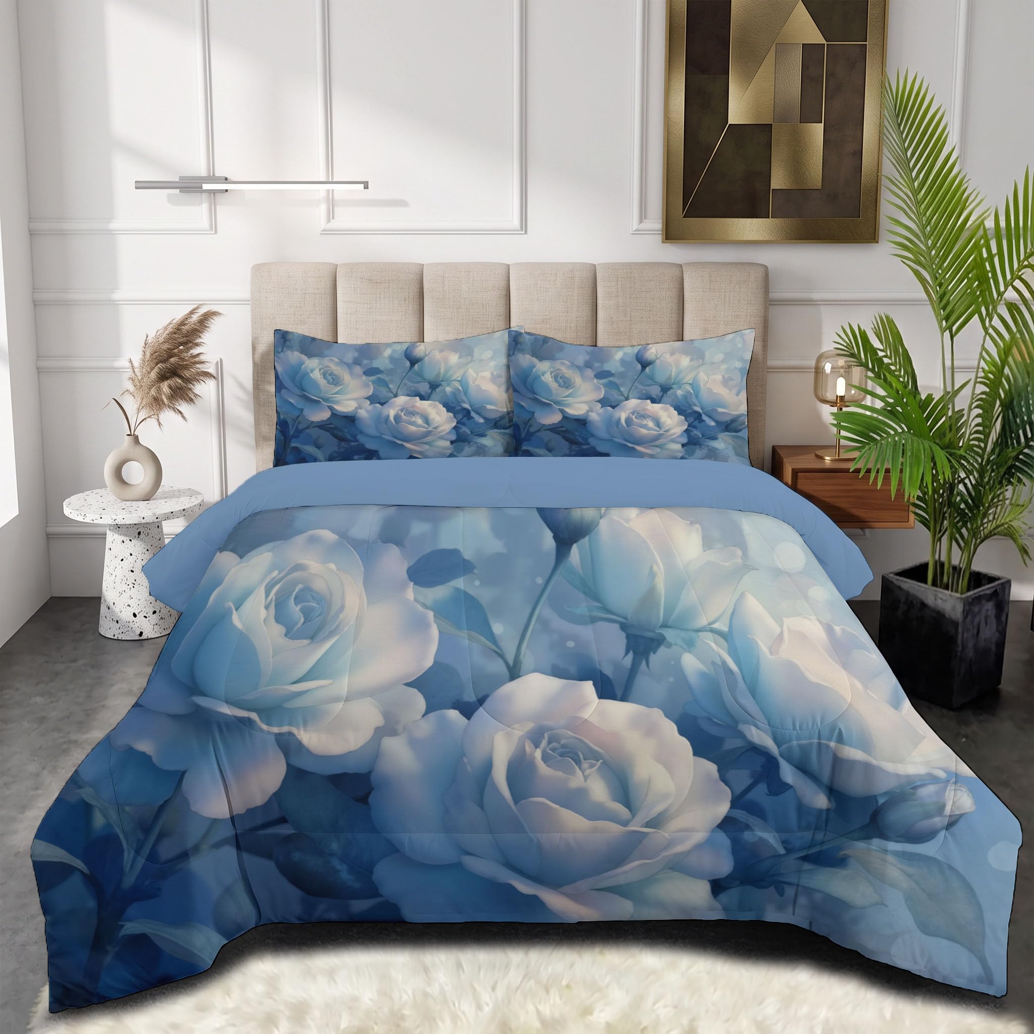 Edredón Flores De Ensueño suave estampado reversible 220x240cm alta calidad
