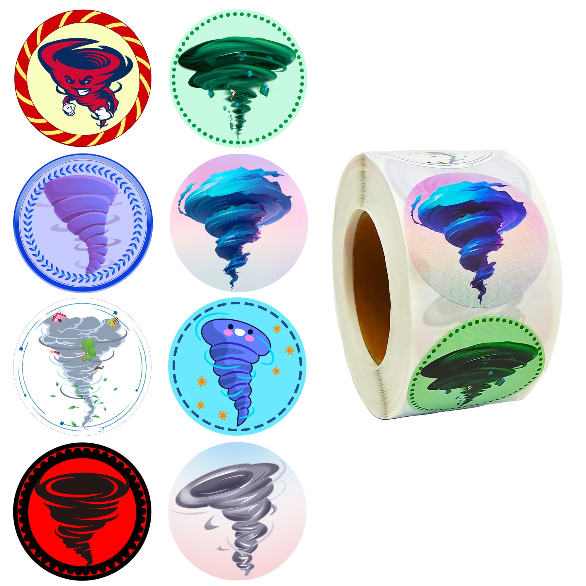 ATSMOICY 500 Pieces Tornado Labels Roll Stickers Weather Themed Baby Shower Birthday Party Supplies Decorations Favors Dessert Chocolate Candy School