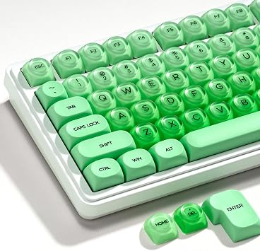 PBT Keycaps, XVX Green Apple Jelly HOA Profile, 132 Keys Cute Custom Keycaps for Cherry/Gateron MX Switch Mechanical Keyboard - Apple Green