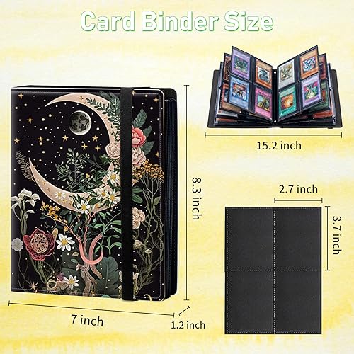 Miniatura 2 de Carpeta para tarjetas Moon Floral 4 bolsillos, 320 ranuras para tarjetas, piel sintética