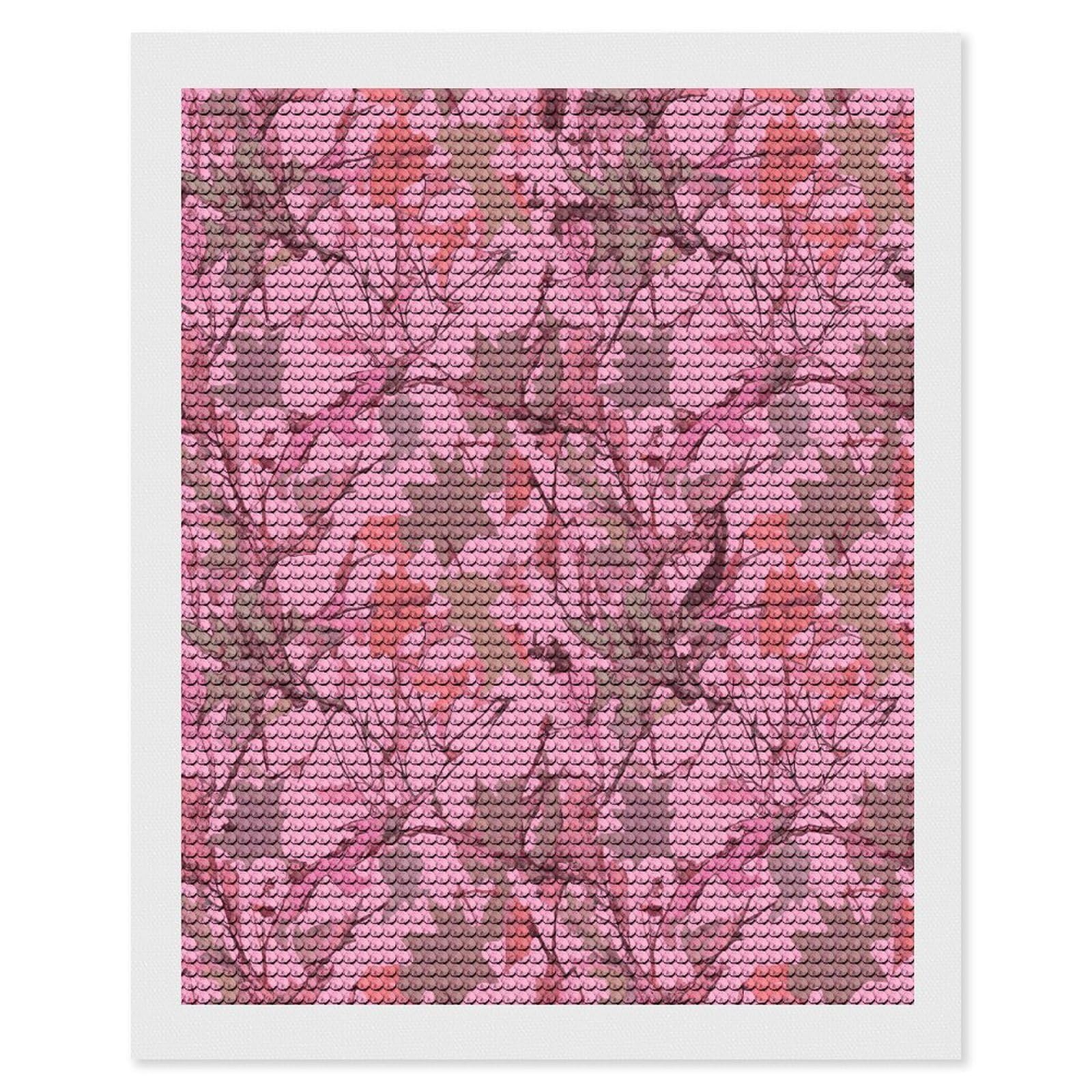 FekiLoot Pink Leaves Camo Diamond Painting Kits for Beginners DIY Diamond Art Kits for Adults Full Drill Round Diamond Dot Gem Art Painting Fun DIY Crafts for Home Kitchen Wall Decor Gift 16"x20"
