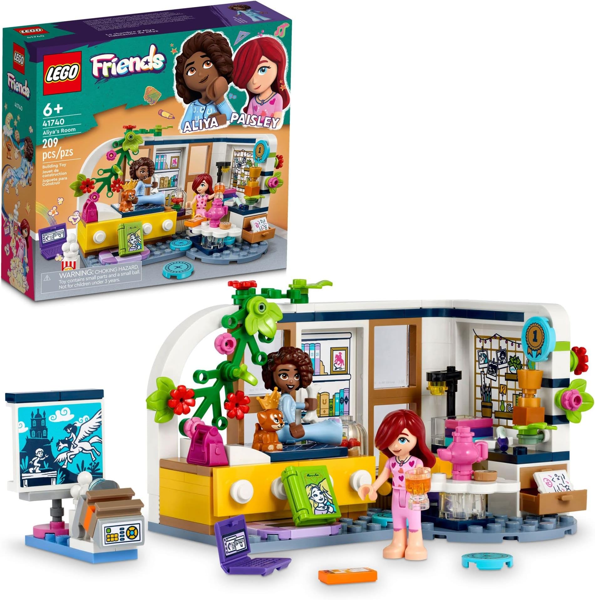 LEGO Friends Aliya's Room 41740 Building Toy Set; A Bedroom Set for Kids Aged 6+; Comes with 2 Mini-Doll Characters