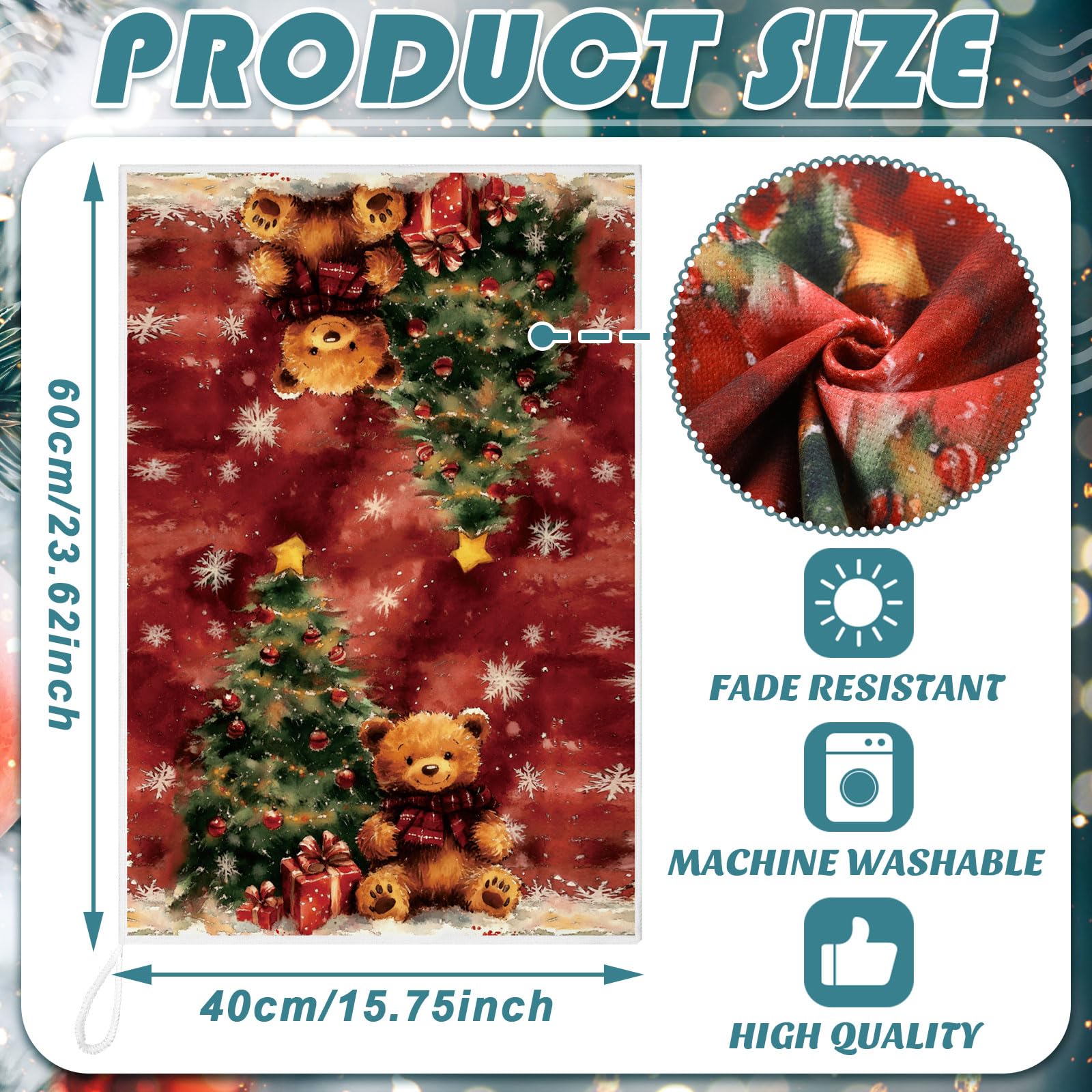 Bencailor 16 paños de cocina de Navidad reutilizables, de fibra ultrafina, suaves, de secado rápido, para cocina, vacaciones, absorbentes, 16 x 24 pulgadas (bonitos)