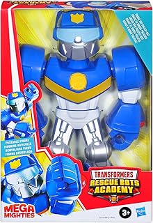 Transformers Playskool Heroes Mega Mighties Rescue Bots Academy Chase The Police-Bot Figure 10-inch Figure, Toys for Kids Ages 3 and Up